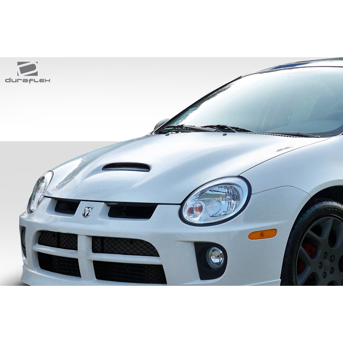 Modify your Dodge Neon 2000 with our Exterior/Hoods - Front angled view of vehicle hood