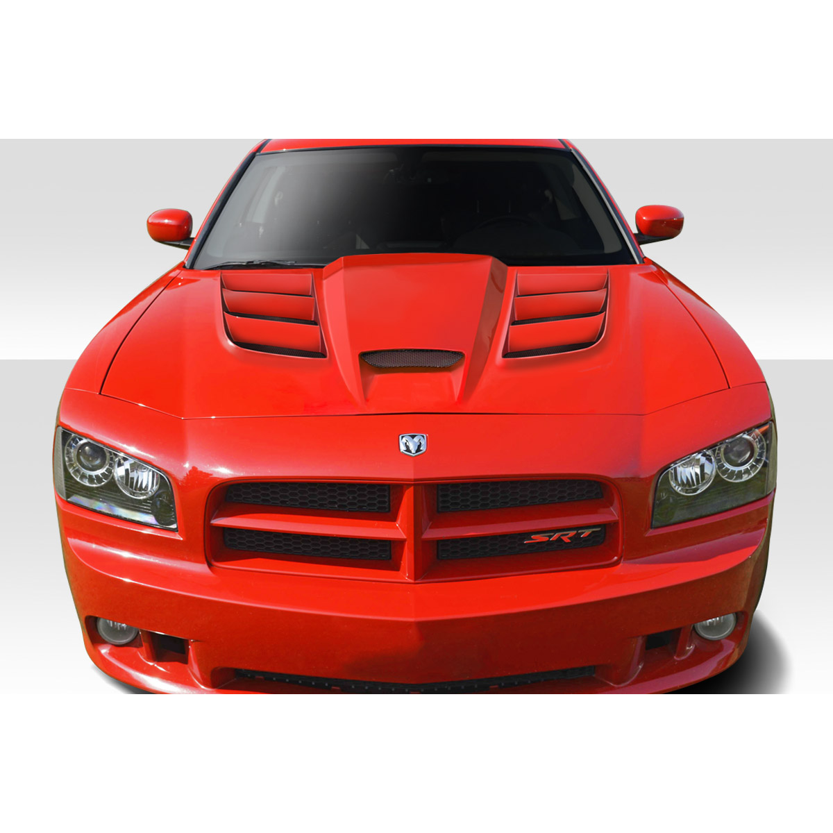 Modify your Dodge Charger 2006 with our Exterior/Hoods - Front view at a straight angle