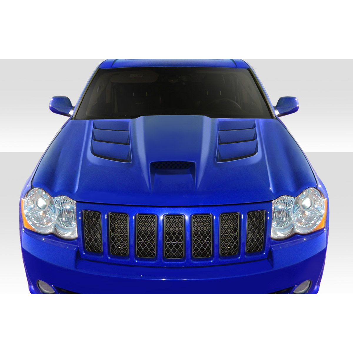 Modify your Jeep Cherokee 2005 with our Exterior/Hoods - Front view of the hood at a straight angle