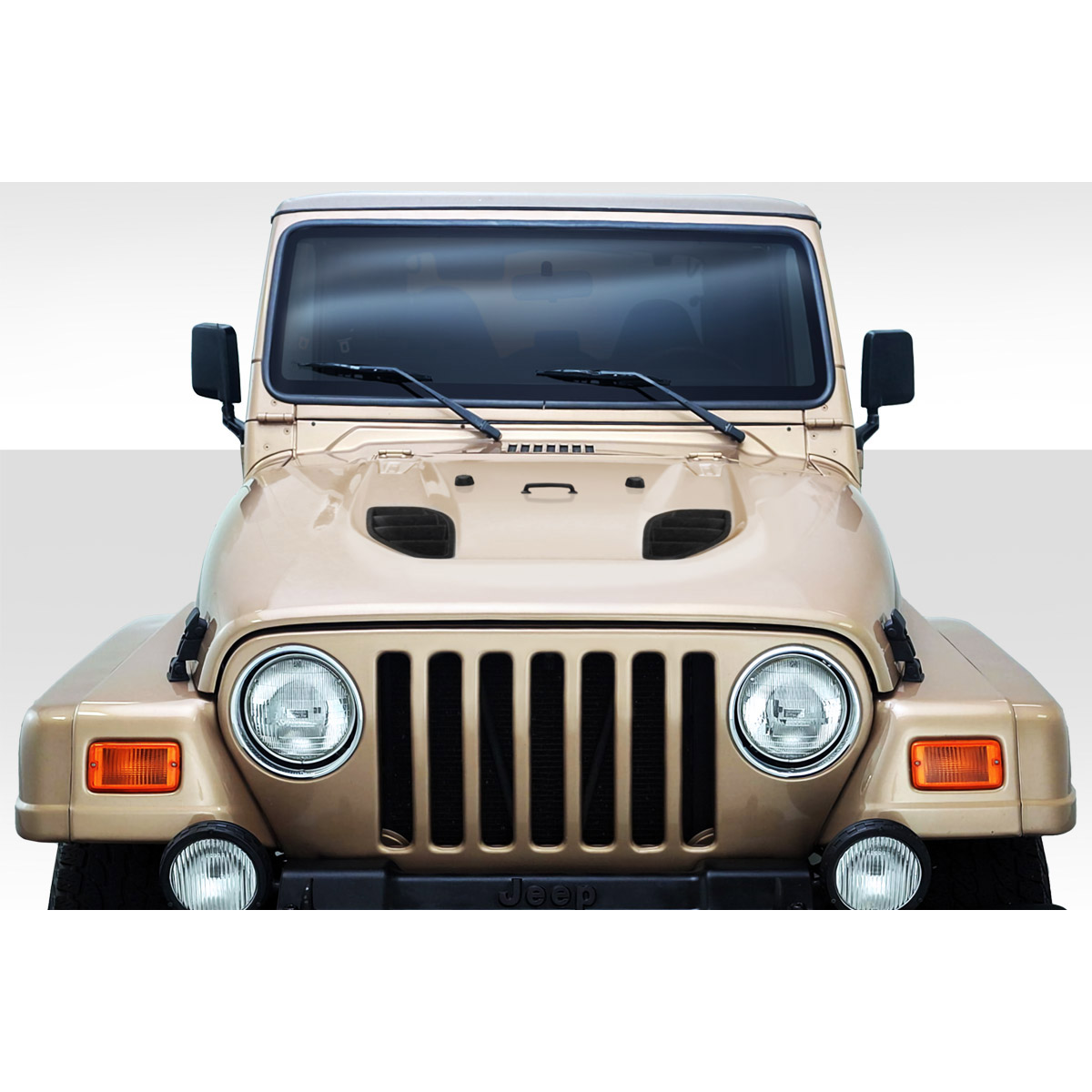 Modify your Jeep Wrangler 1997 with our Exterior/Hoods - Front view of jeep wrangler power dome hood