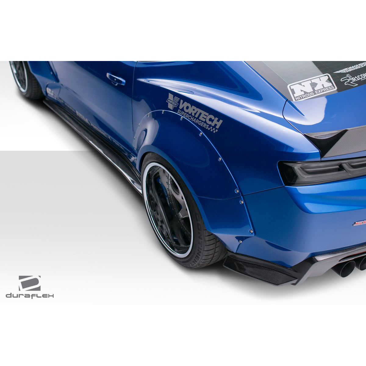 Modify your Chevrolet Camaro 2016 with our Exterior/Complete Body Kits - Angled view showcasing rear fender flares