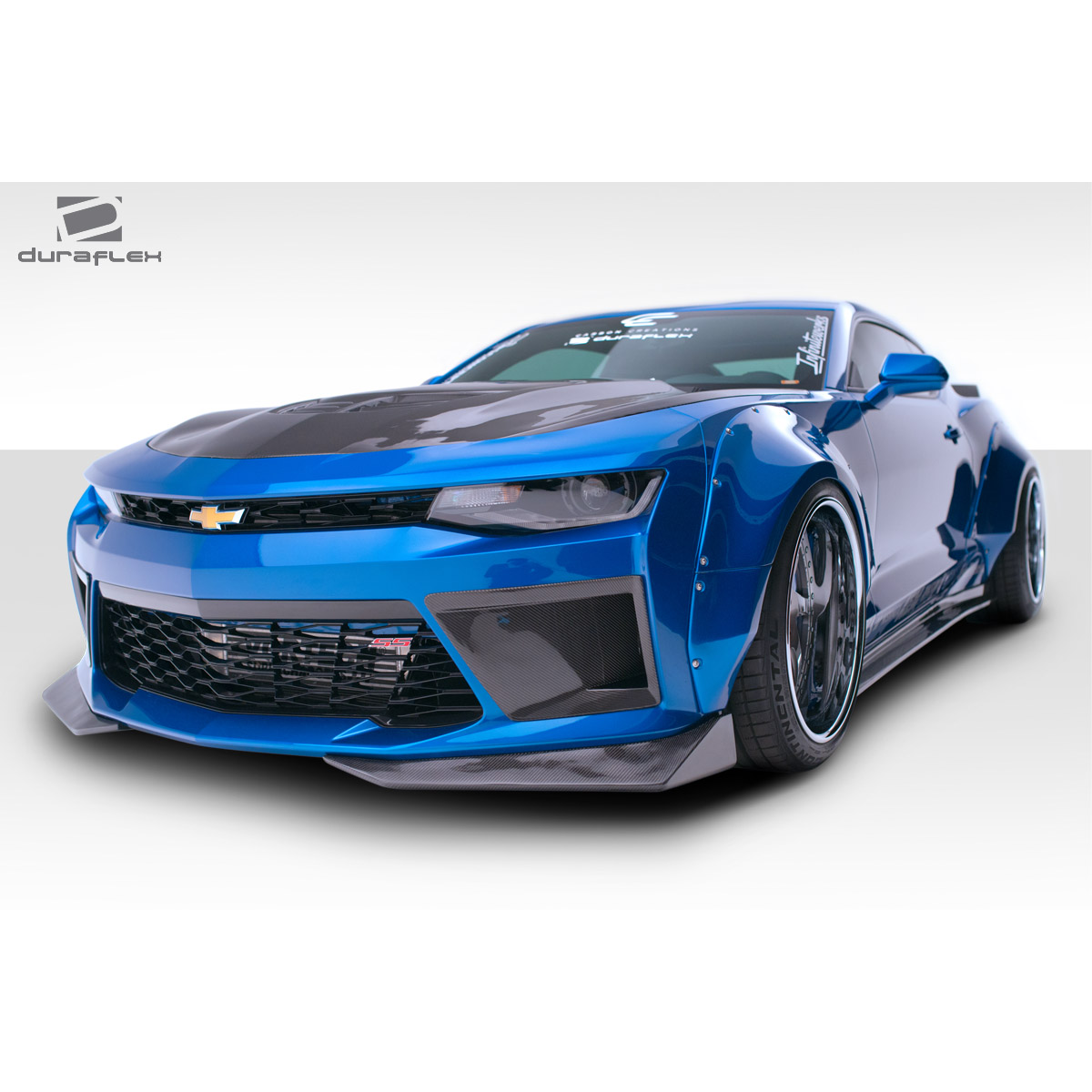 Modify your Chevrolet Camaro 2016 with our Exterior/Fenders - Front angle view of Chevrolet Camaro fender flares