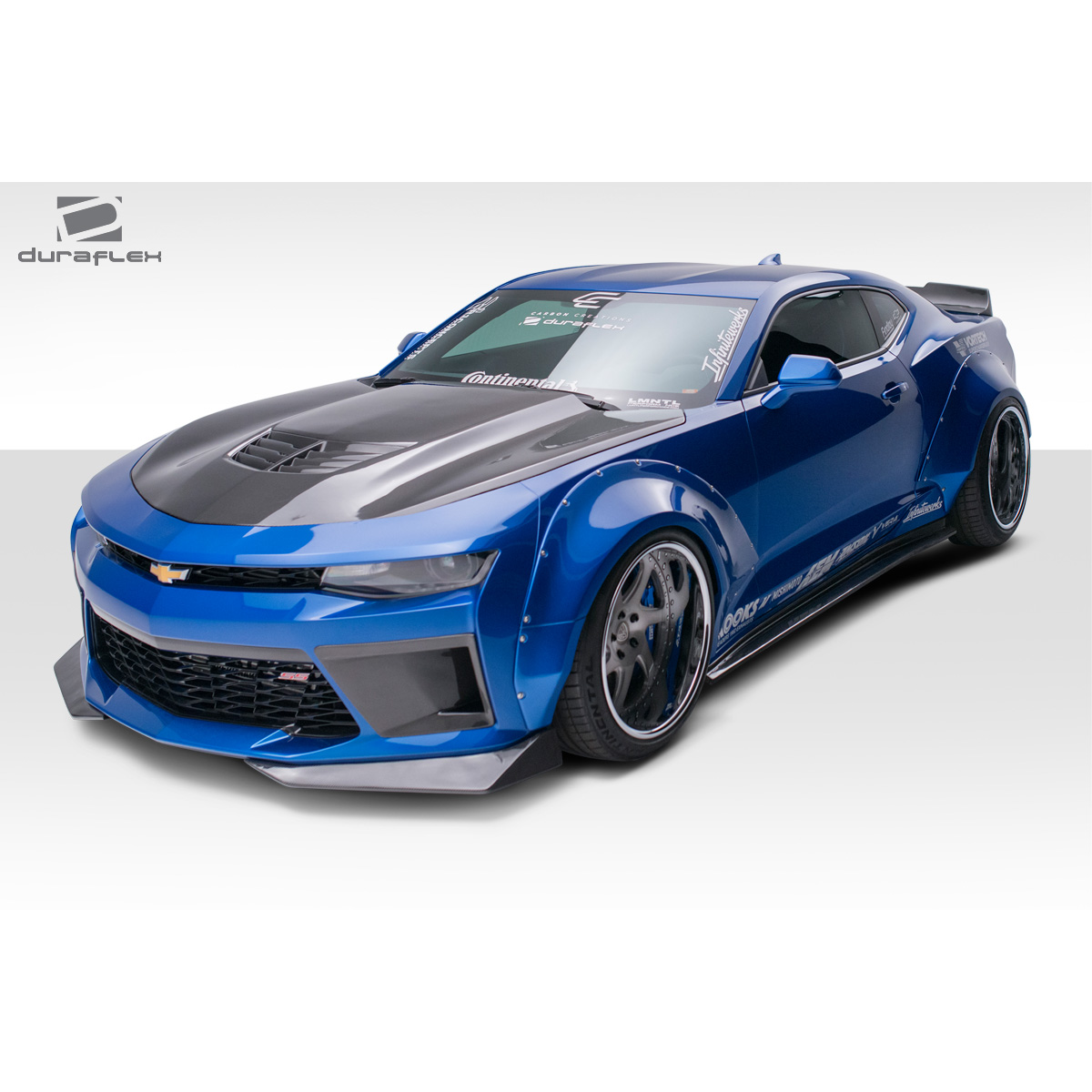 Modify your Chevrolet Camaro 2016 with our Exterior/Fenders - Front angled view of the fender flares