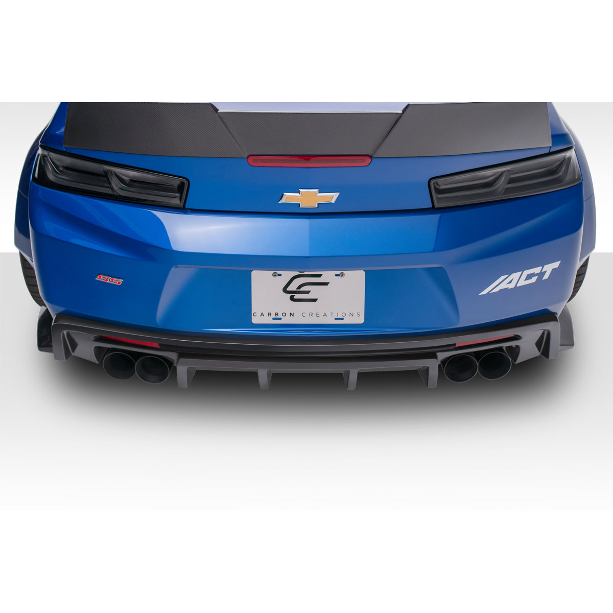 Modify your Chevrolet Camaro 2016 with our Exterior/Complete Body Kits - Rear view angle of a Chevrolet Camaro diffuser