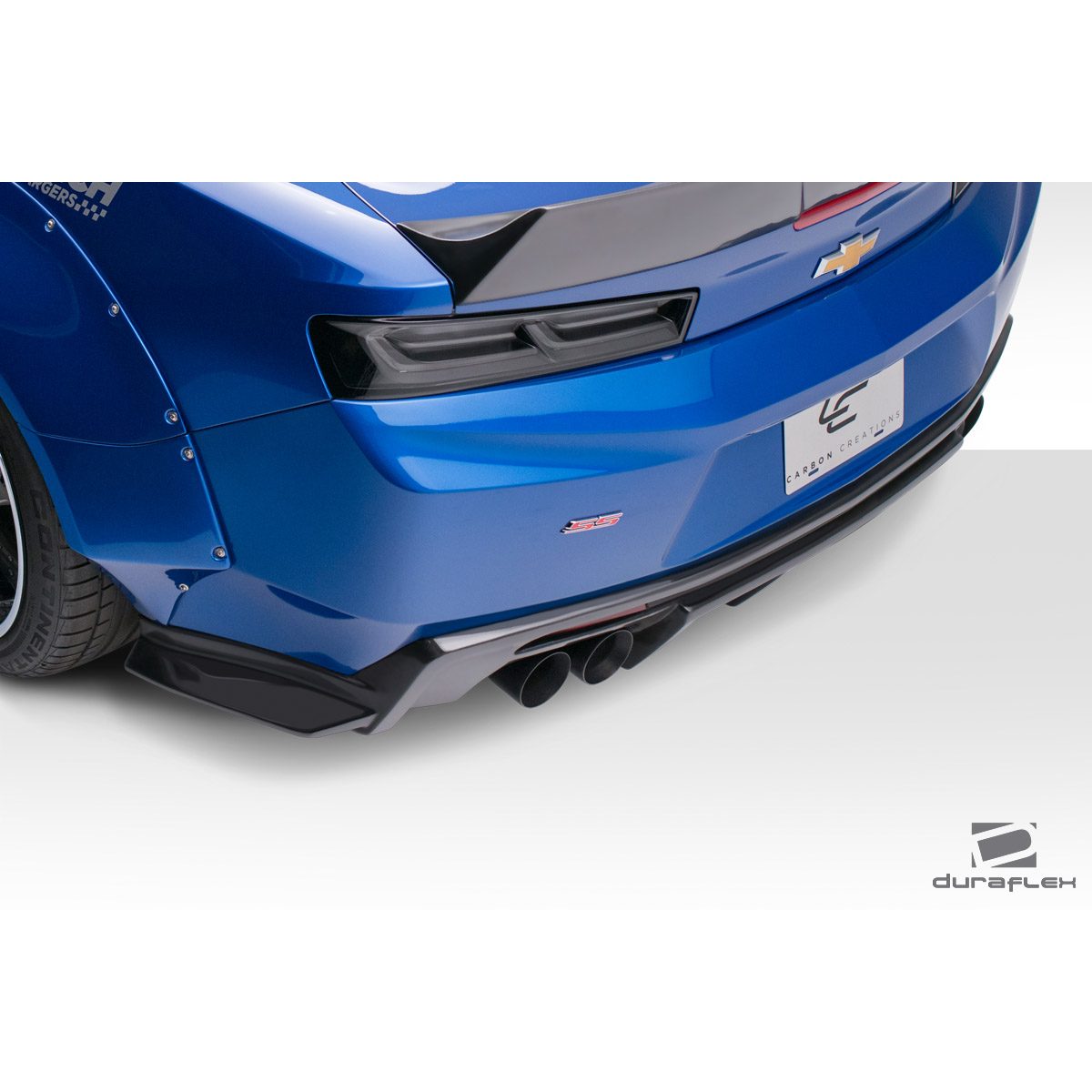 Modify your Chevrolet Camaro 2016 with our Exterior/Complete Body Kits - Rear view low angle of a blue Camaro