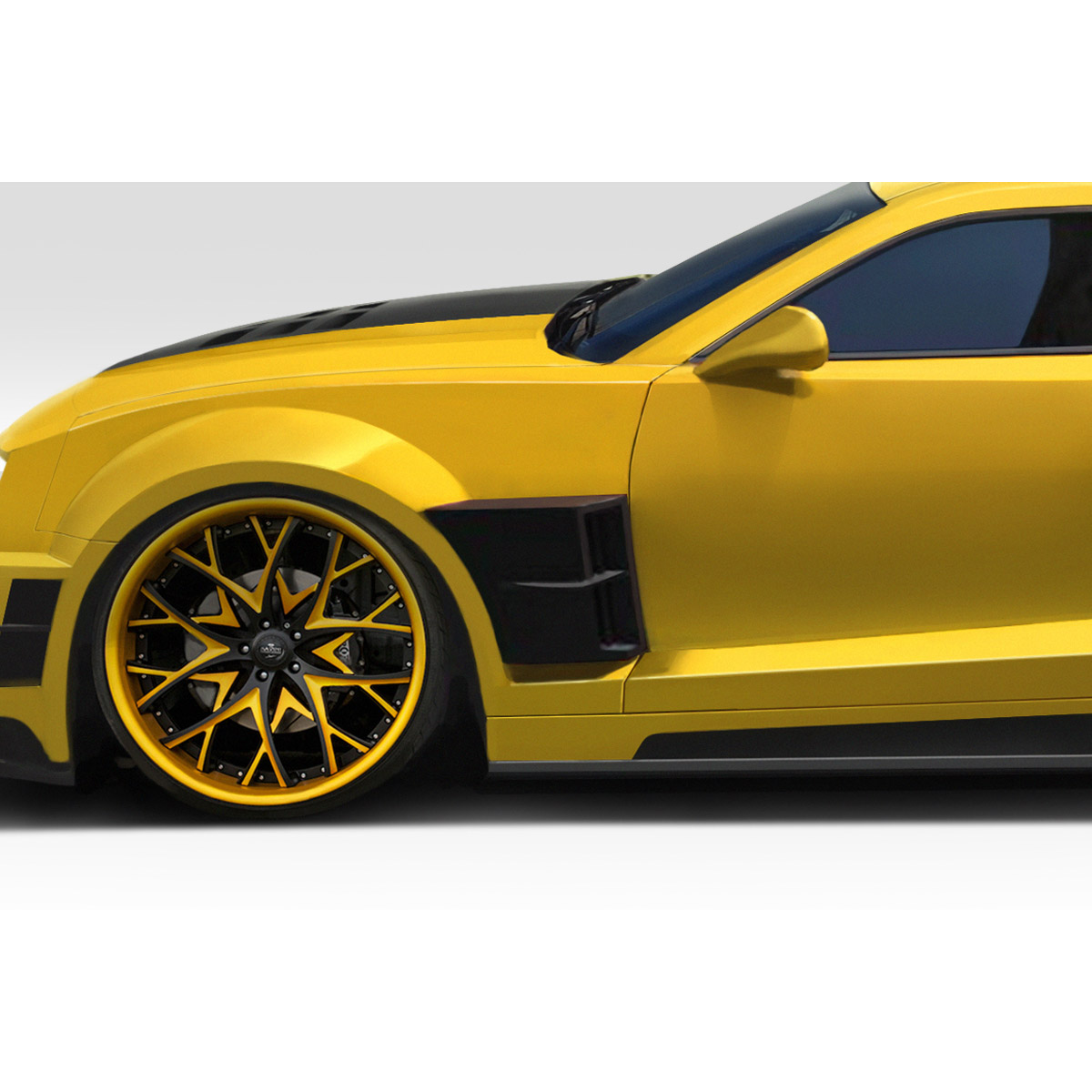 Modify your Chevrolet Camaro 2010 with our Exterior/Complete Body Kits - Side view of a yellow Chevrolet Camaro