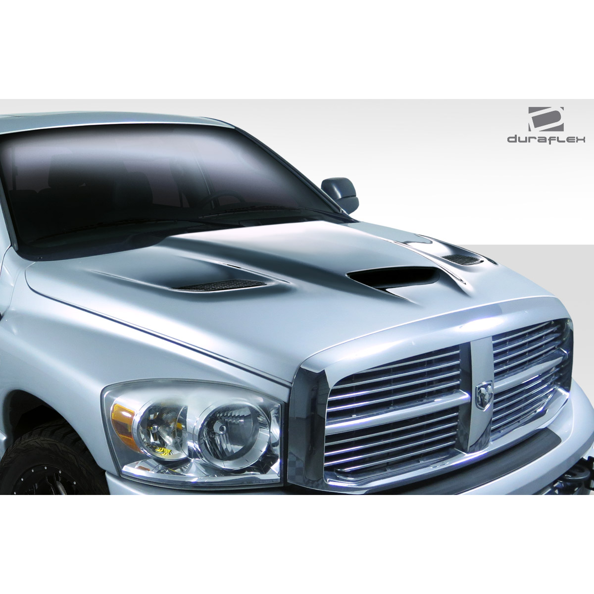 Modify your Dodge Ram 2002 with our Exterior/Hoods - Front view of hood at a slight angle