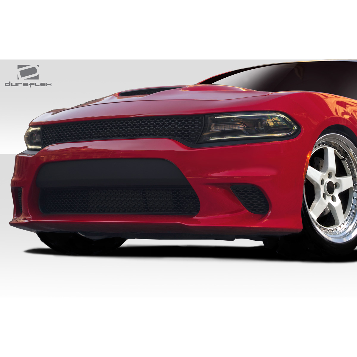 Modify your Dodge Charger 2015 with our Exterior/Front Bumpers or Lips - Front view of a red Dodge Charger bumper