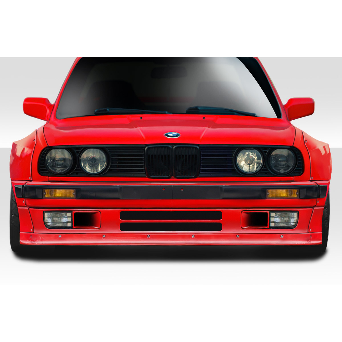 Modify your BMW 3-Series 1984 with our Exterior/Front Bumpers or Lips - Front view of the car at eye level