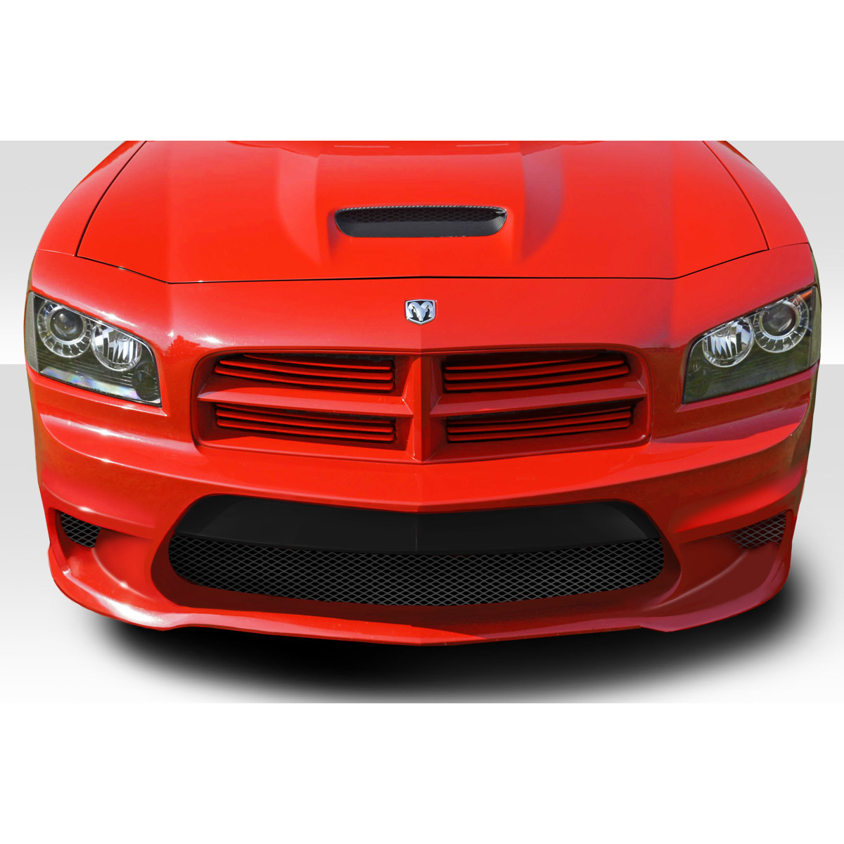 Modify your Dodge Charger 2006 with our Exterior/Complete Body Kits - Front view of car showing bumper design angle