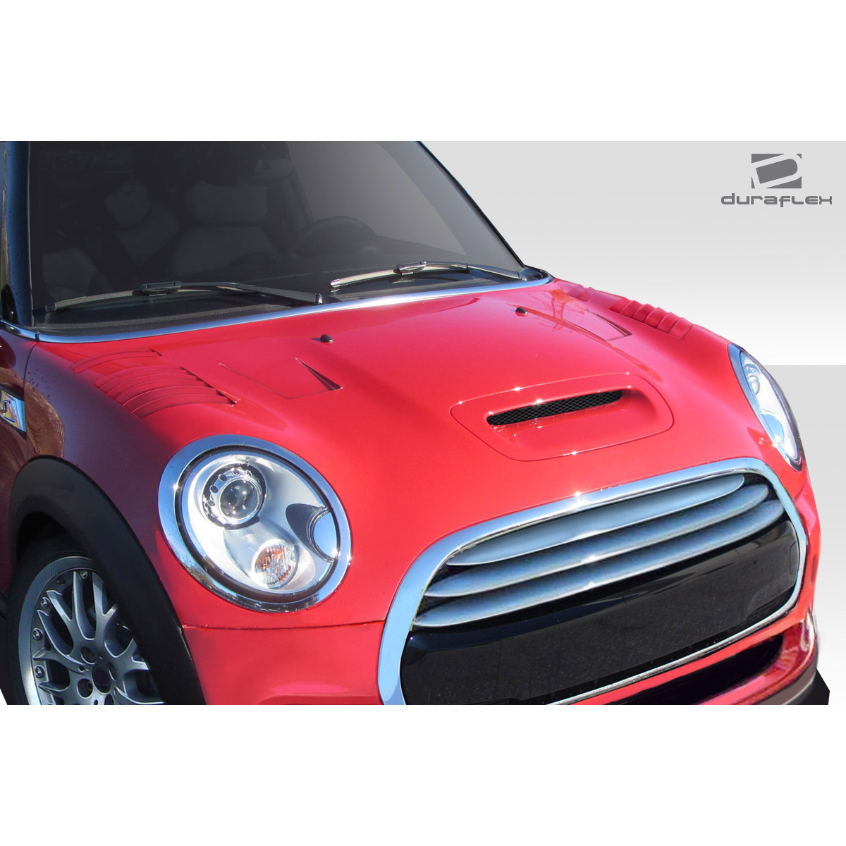 Modify your Mini Cooper 2014 with our Exterior/Hoods - Front view of vehicle hood at a slight angle