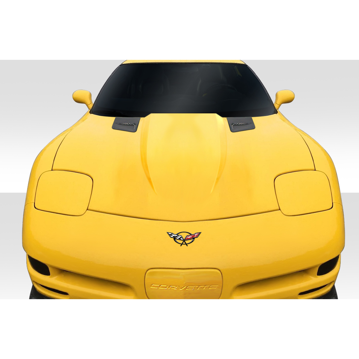 Modify your Chevrolet Corvette 1997 with our Exterior/Hoods - Front view of vehicle showing hood design