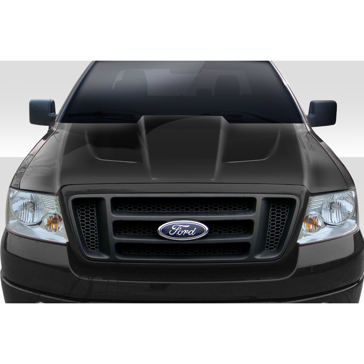 Modify your Ford F-150 2004 with our Exterior/Hoods - Front view of vehicle at a straight angle