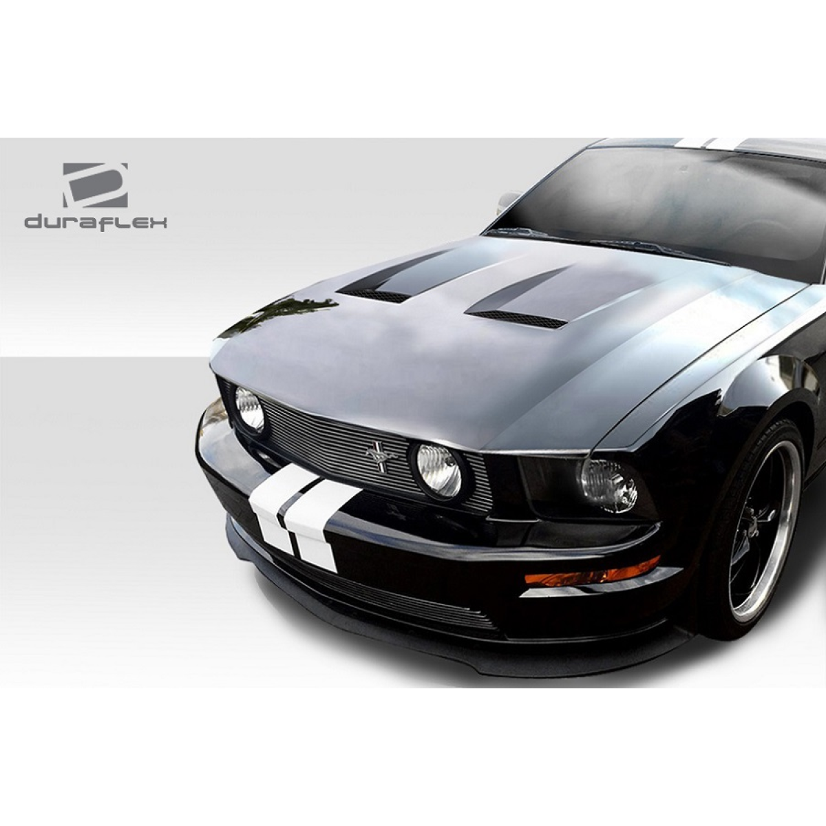 Modify your Ford Mustang 2005 with our Exterior/Hoods - Front angle view of the Mustang hood part