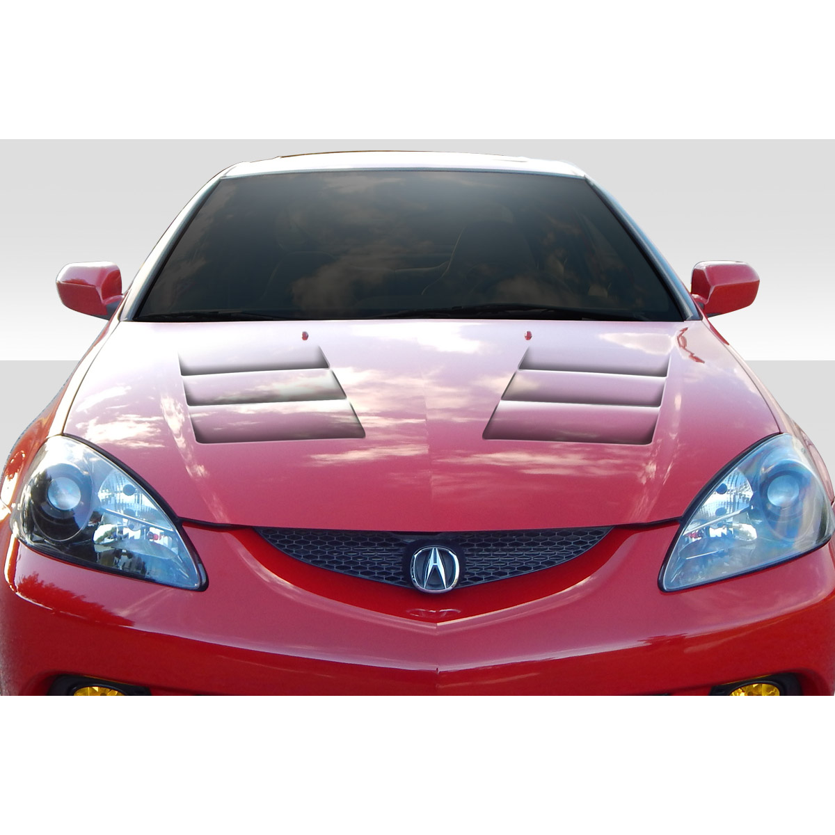 Modify your Acura RSX 2002 with our Exterior/Hoods - Front view angle of the vehicle part