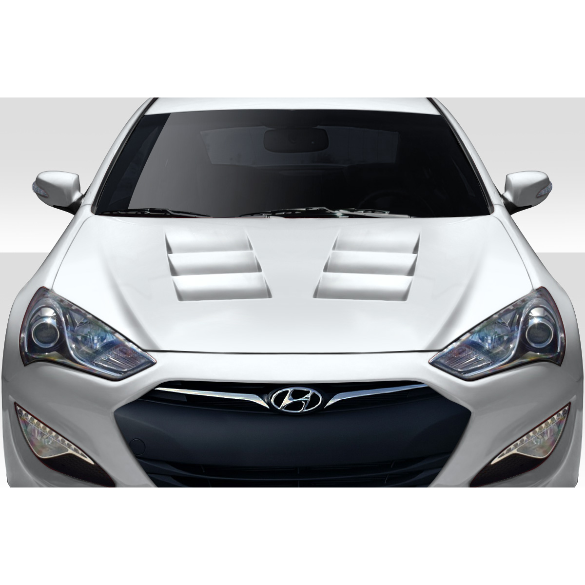 Modify your Hyundai Genesis 2013 with our Exterior/Hoods - Front view of vehicle hood at zero degrees angle