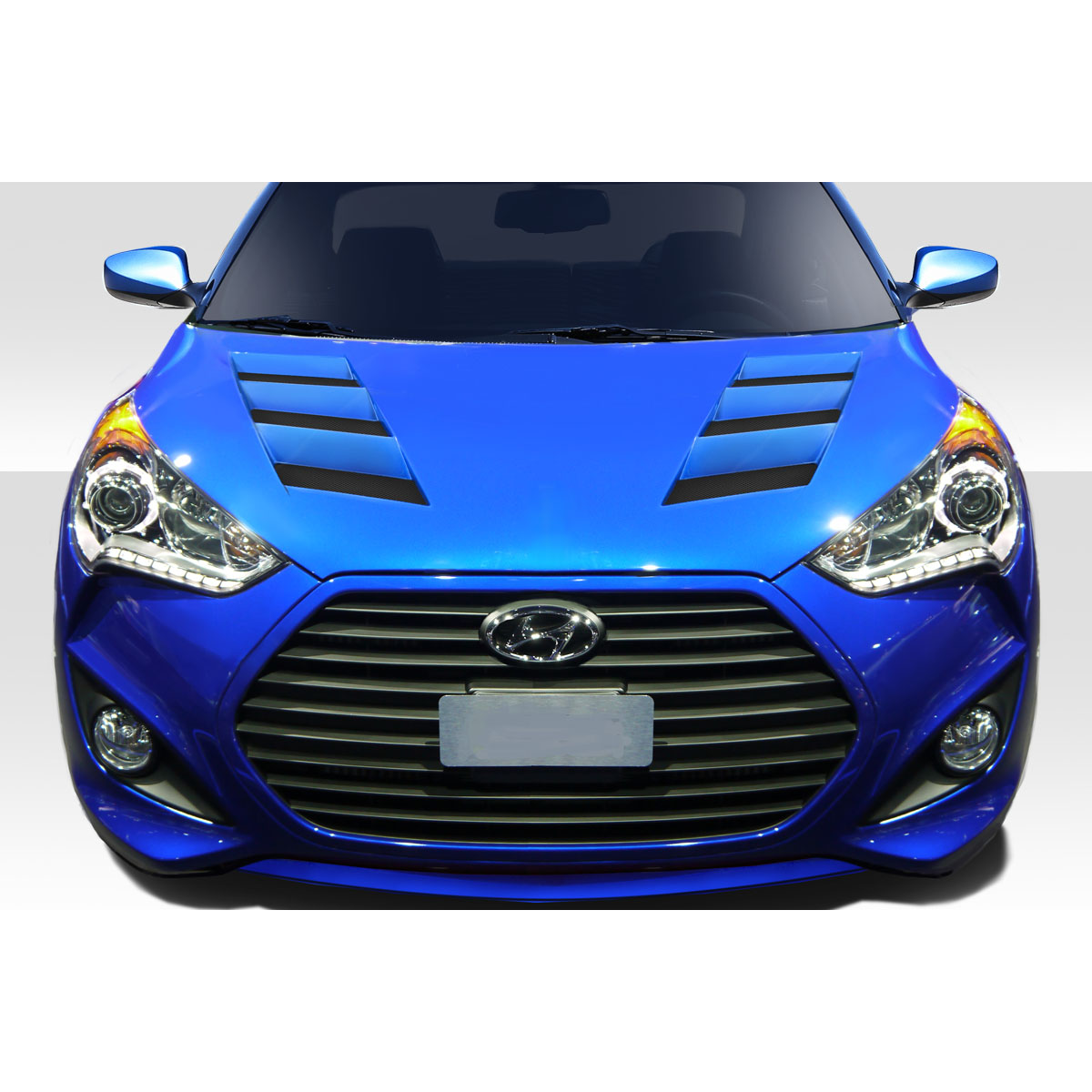 Modify your Hyundai Veloster 2012 with our Exterior/Hoods - Front view at a slight angle upward