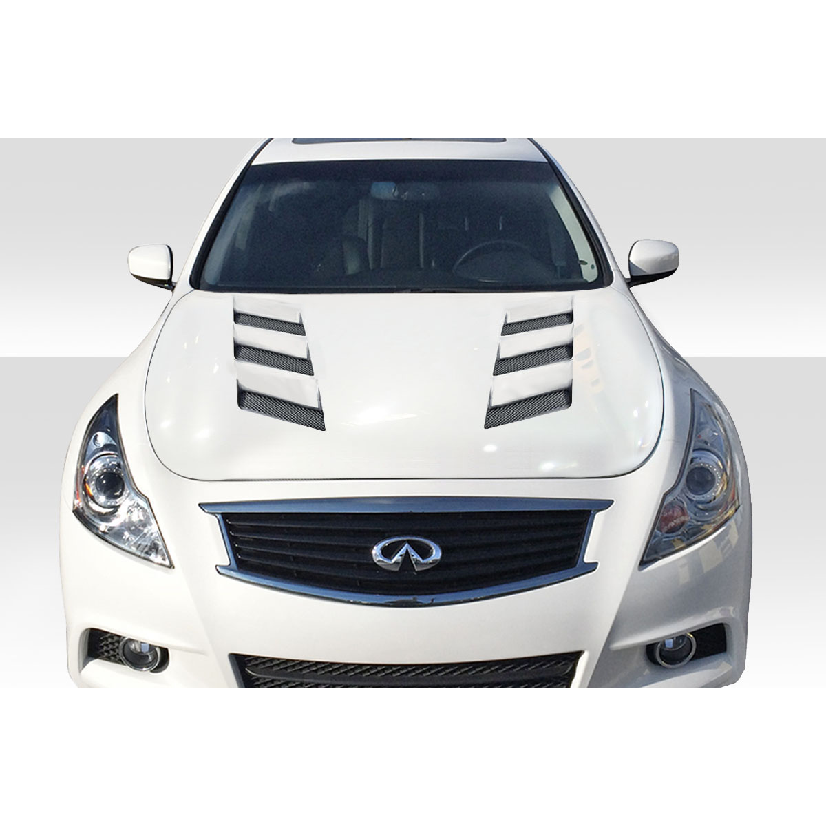 Modify your Infiniti G35 2007 with our Exterior/Hoods - Front view of vehicle hood at zero degrees