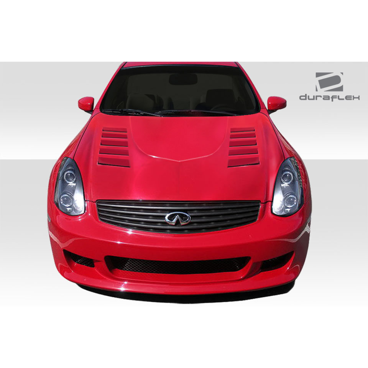 Modify your Infiniti G35 2003 with our Exterior/Hoods - Front view of vehicle at eye level angle