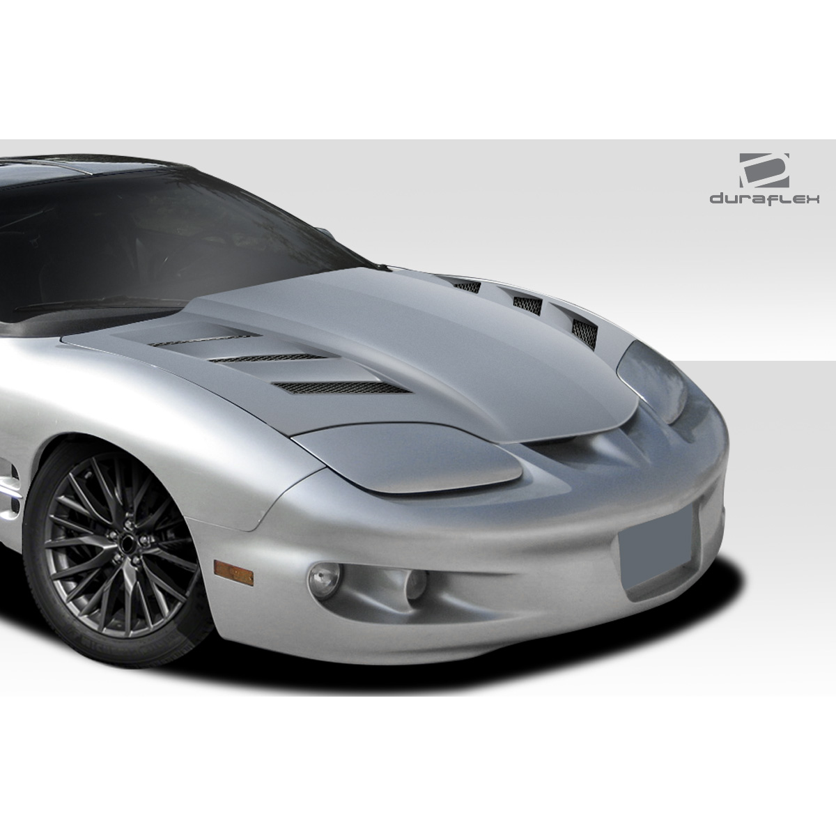 Modify your Pontiac Firebird 1998 with our Exterior/Hoods - Front view of vehicle hood at slight angle