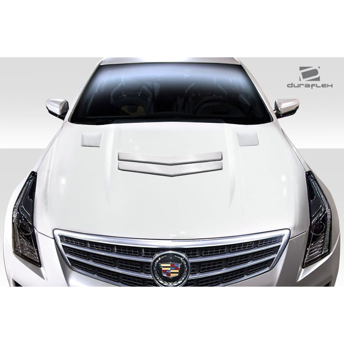 Modify your Cadillac ATS 2012 with our Exterior/Hoods - Front view of car hood at a straight angle