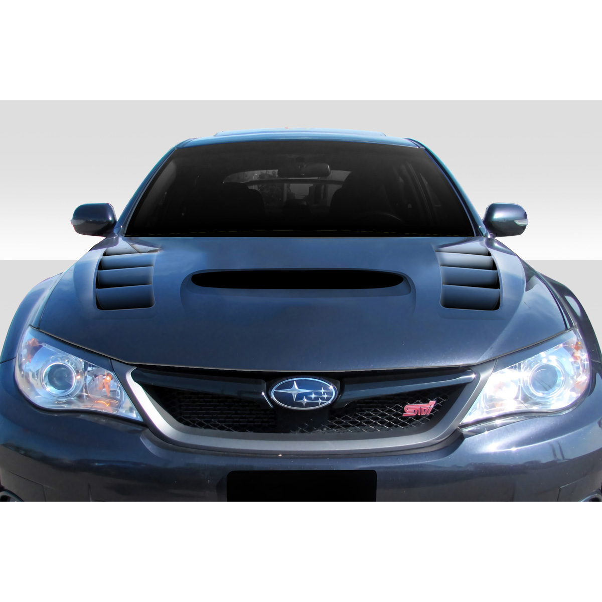 Modify your Subaru Impreza 2008 with our Exterior/Hoods - Front angle view of the Subaru Impreza