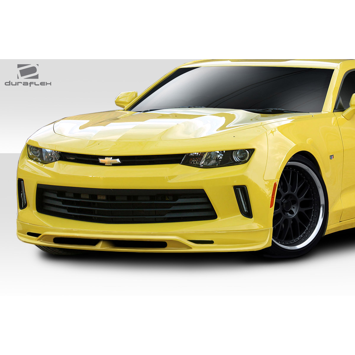 Modify your Chevrolet Camaro 2016 with our Exterior/Front Bumpers or Lips - Front angle view of yellow Chevrolet Camaro