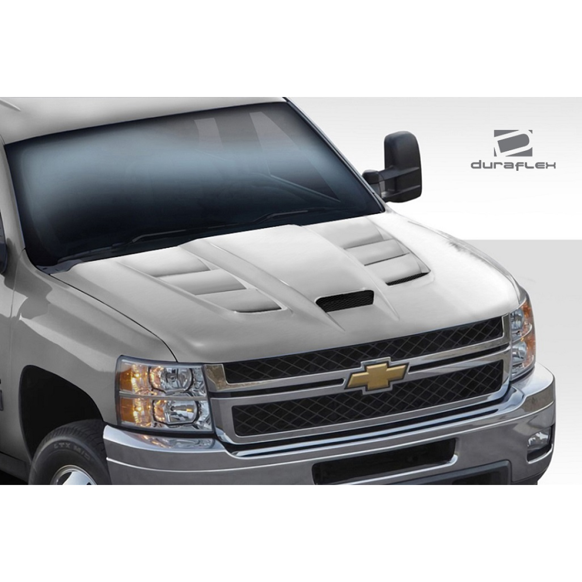 Modify your Chevrolet Silverado 2007 with our Exterior/Hoods - Front view of the Silverado hood at a slight angle