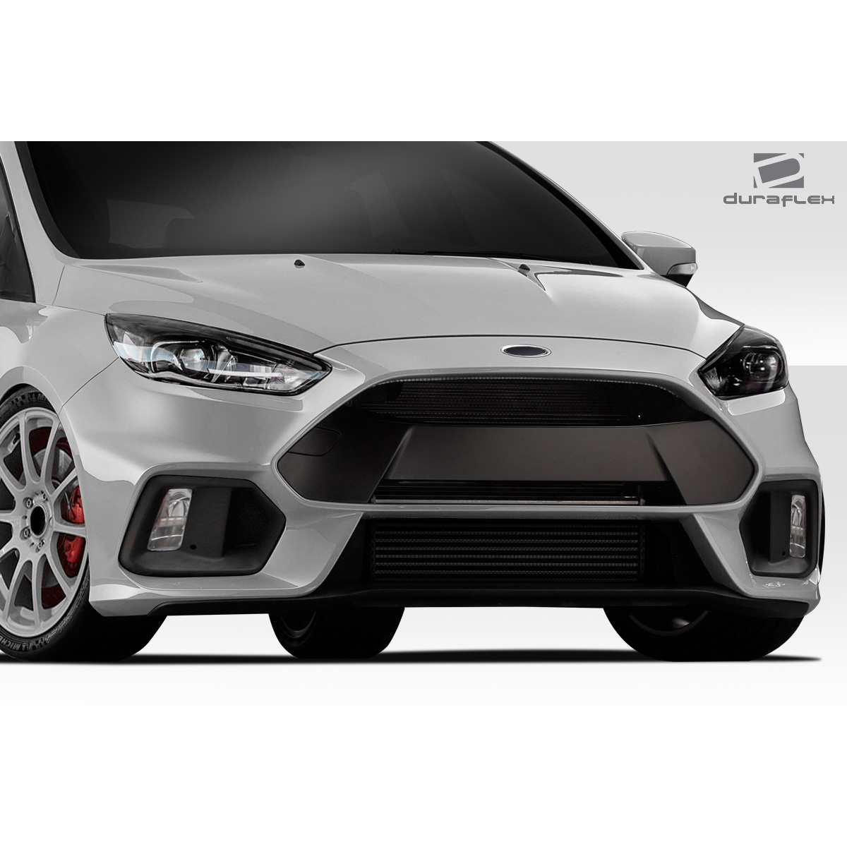 Modify your Ford Focus 2016 with our Exterior/Front Bumpers - Front view at a slight upward angle