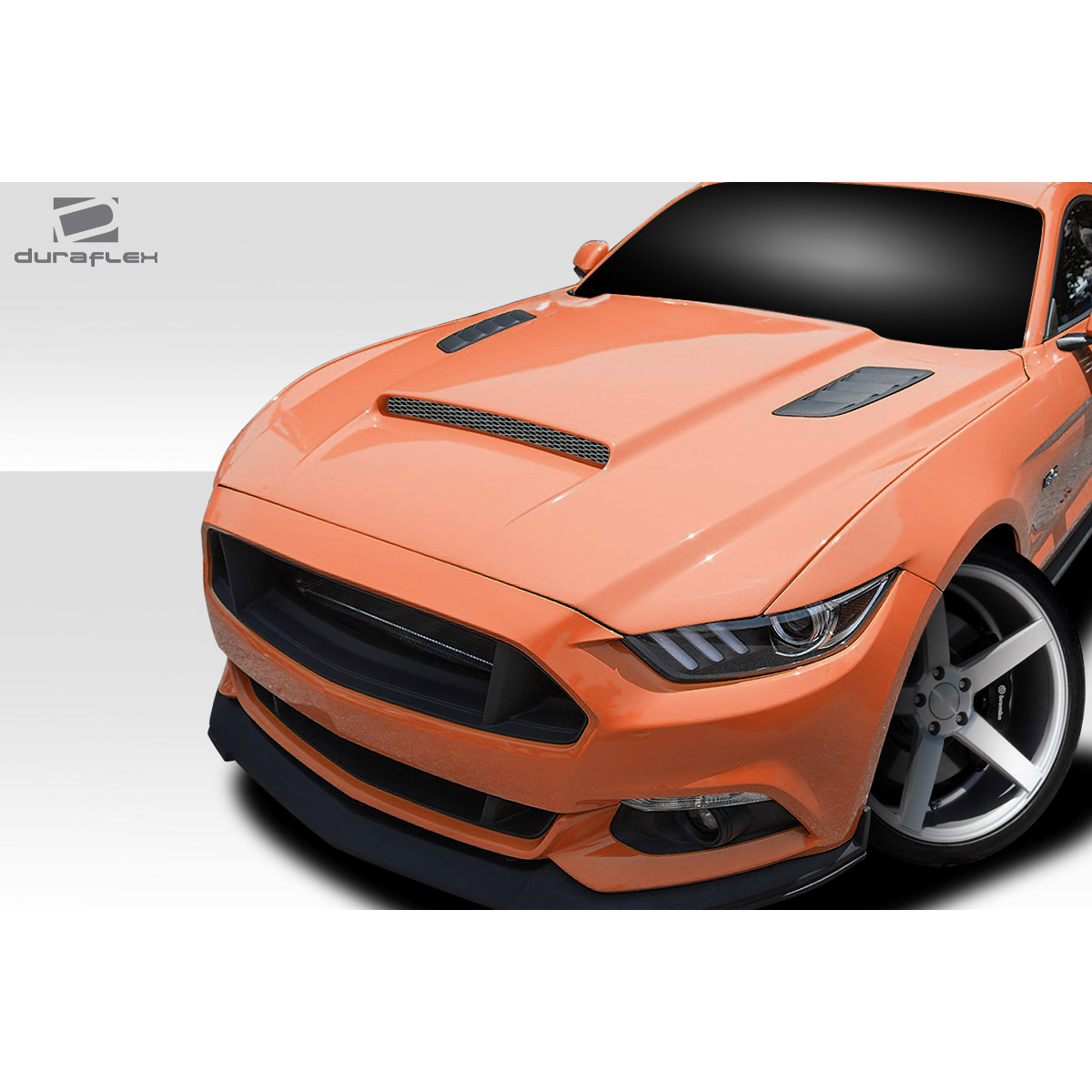 Modify your Ford Mustang 2015 with our Exterior/Hoods - Front three quarter angle view of the hood