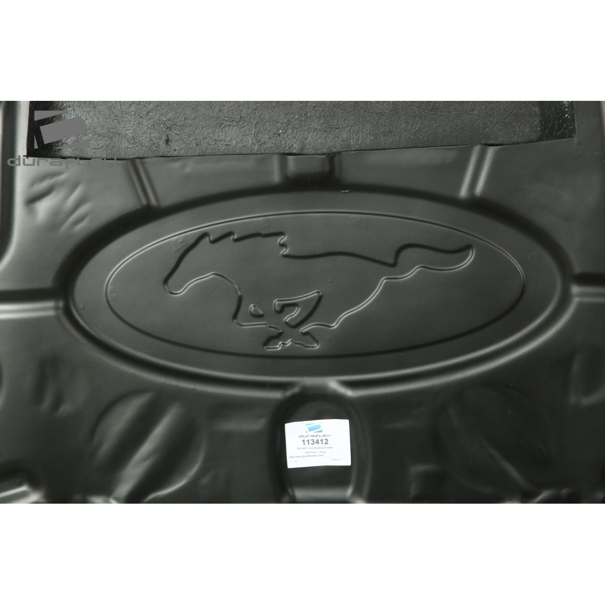 Modify your Ford Mustang 2015 with our Exterior/Hoods - Top view of a hood with logo visible