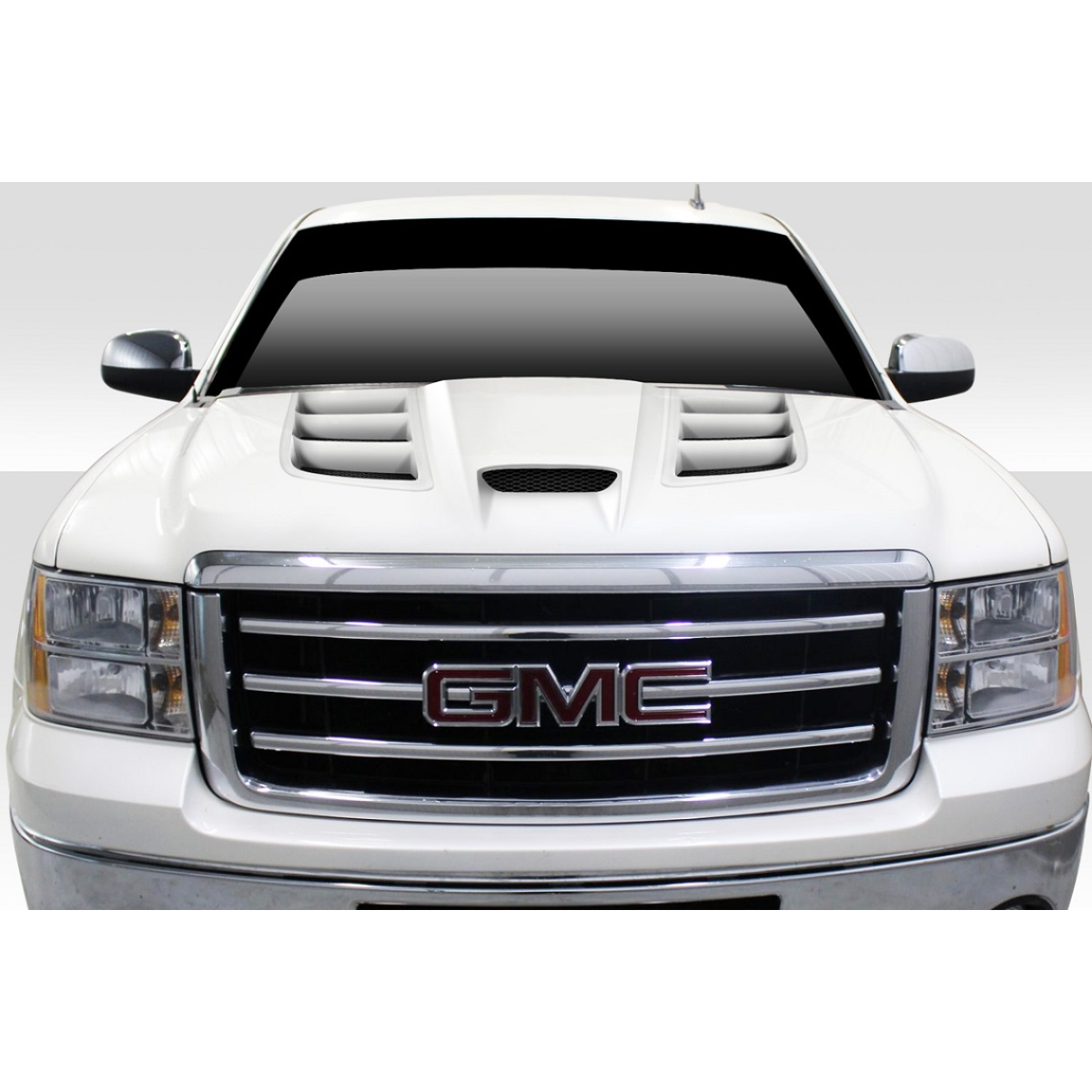 Modify your GMC Sierra 2007 with our Exterior/Hoods - Front view of GMC Sierra with viper hood design