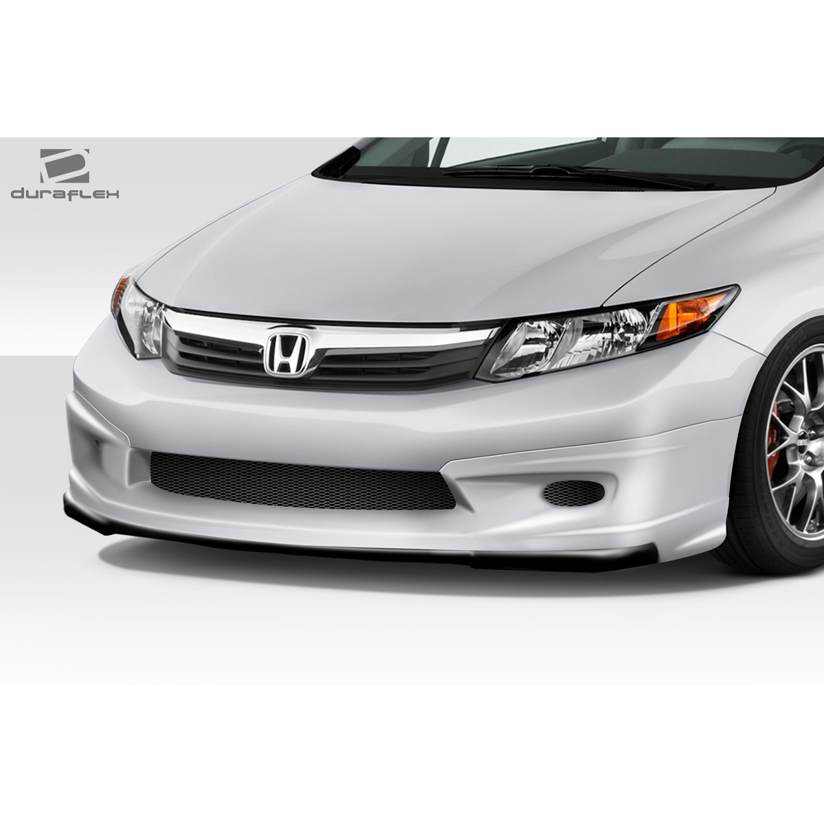 Modify your Honda Civic 2012 with our Exterior/Front Bumpers or Lips - Front view of the vehicle at a low angle