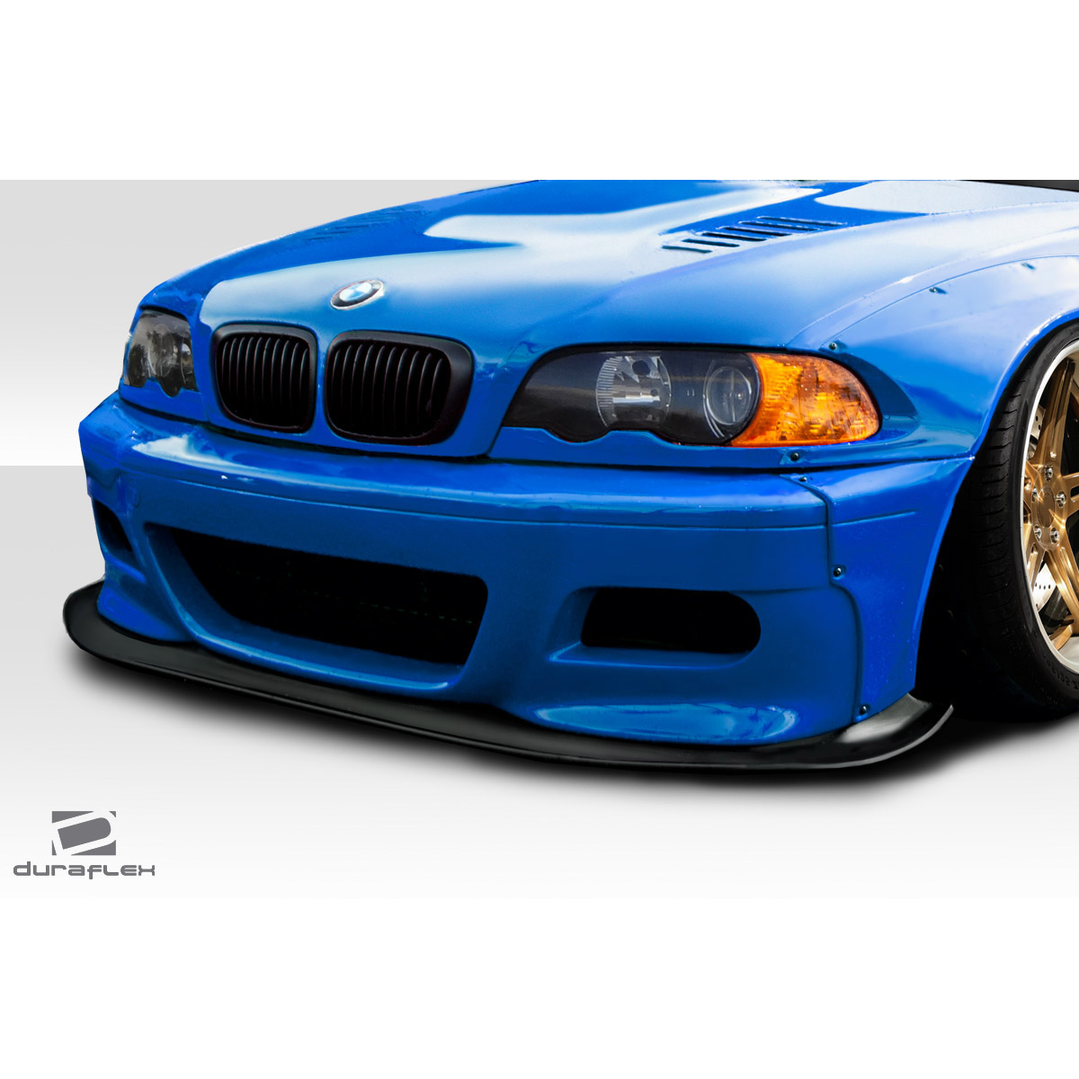 Modify your BMW M3 2001 with our Exterior/Front Bumpers or Lips - Front angle showcasing a blue BMW M3 E46