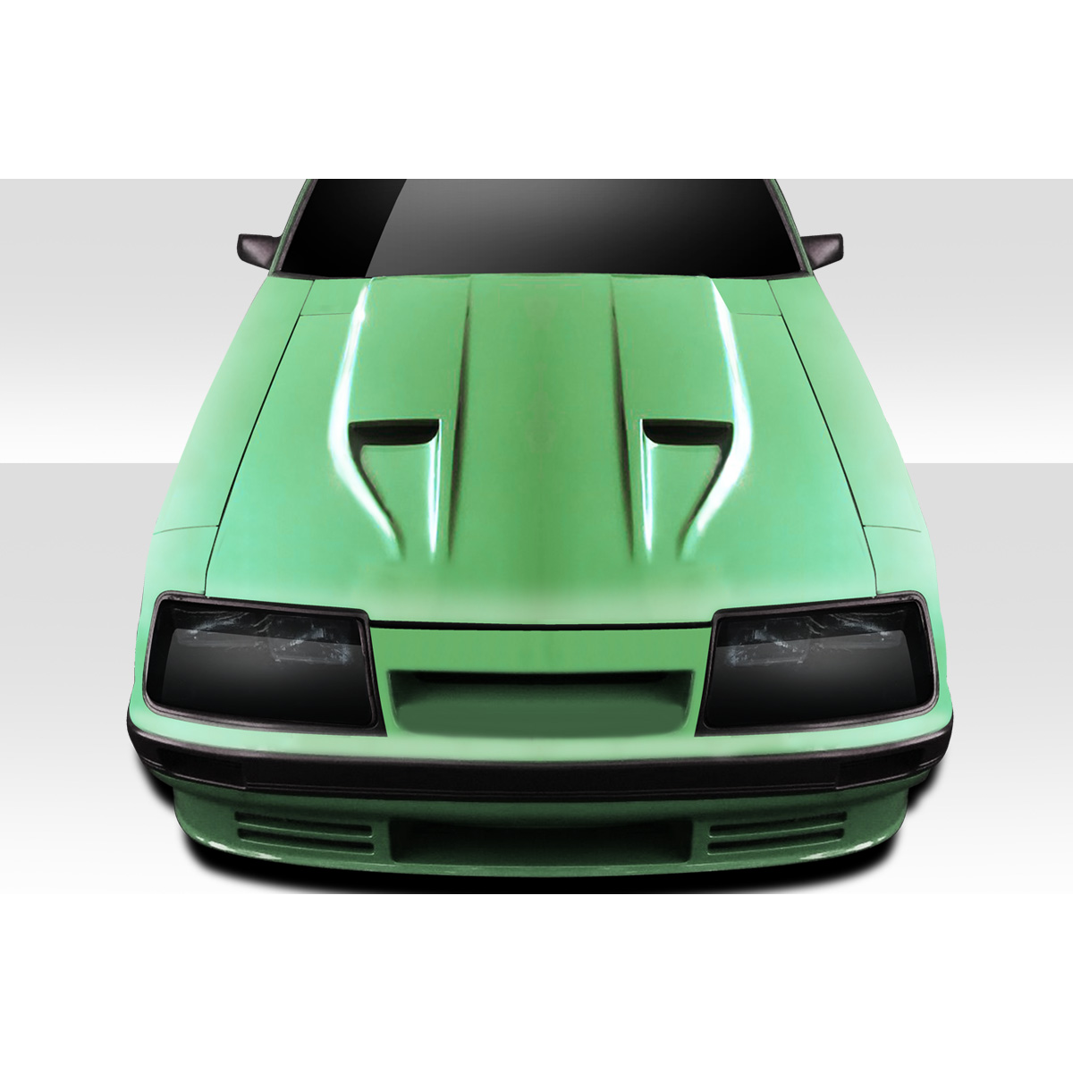 Modify your Ford Mustang 1983 with our Exterior/Hoods - Front view of hood at a straight angle