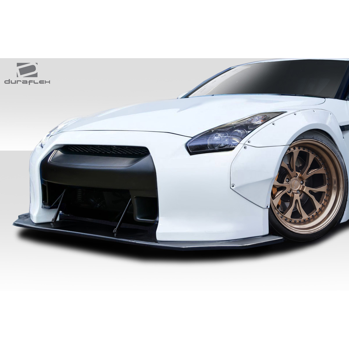 Modify your Nissan GT-R 2009 with our Exterior/Front Bumpers or Lips - Front view at a low angle showing aggressive design