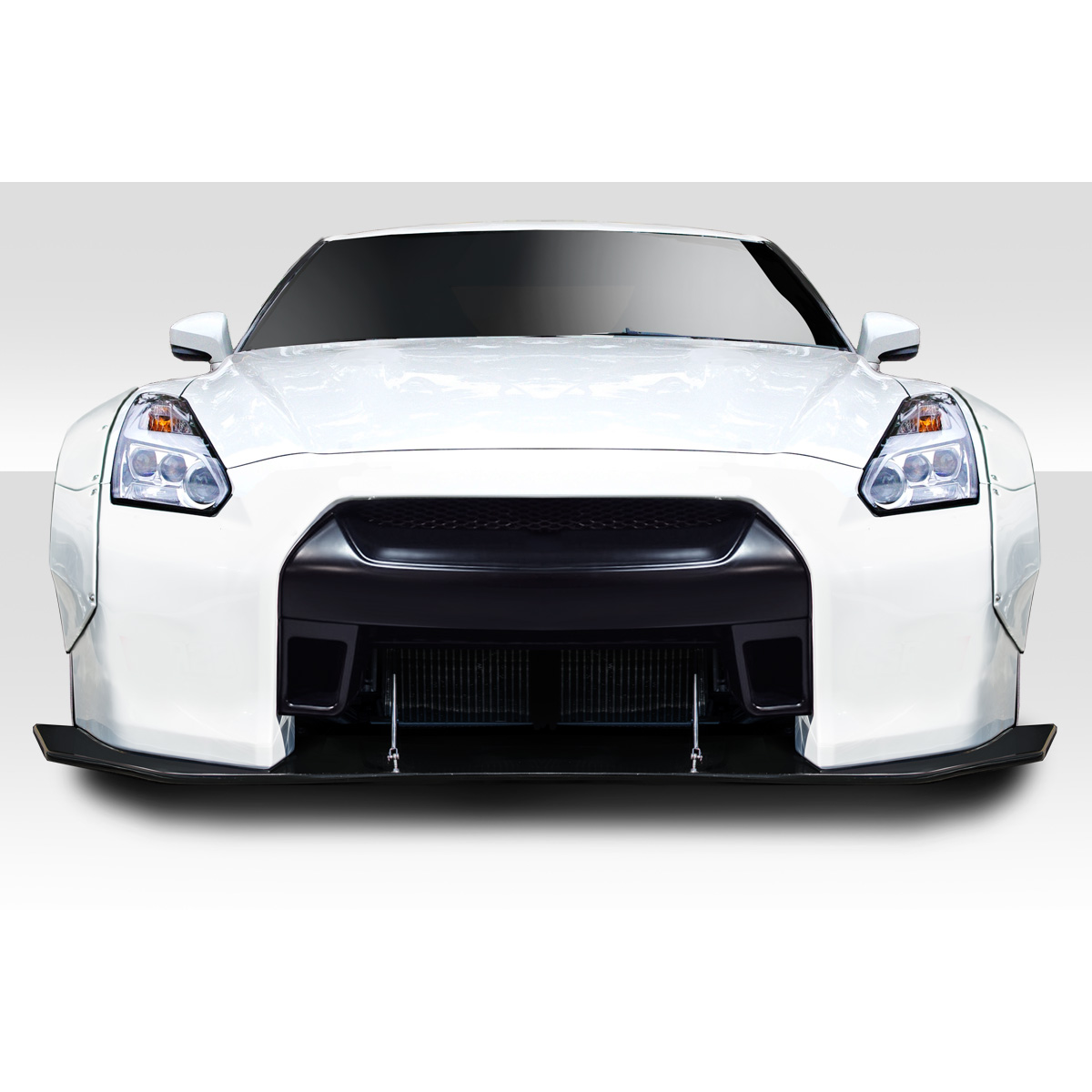 Modify your Nissan GT-R 2009 with our Exterior/Front Bumpers or Lips - Front view of the vehicle at zero degrees