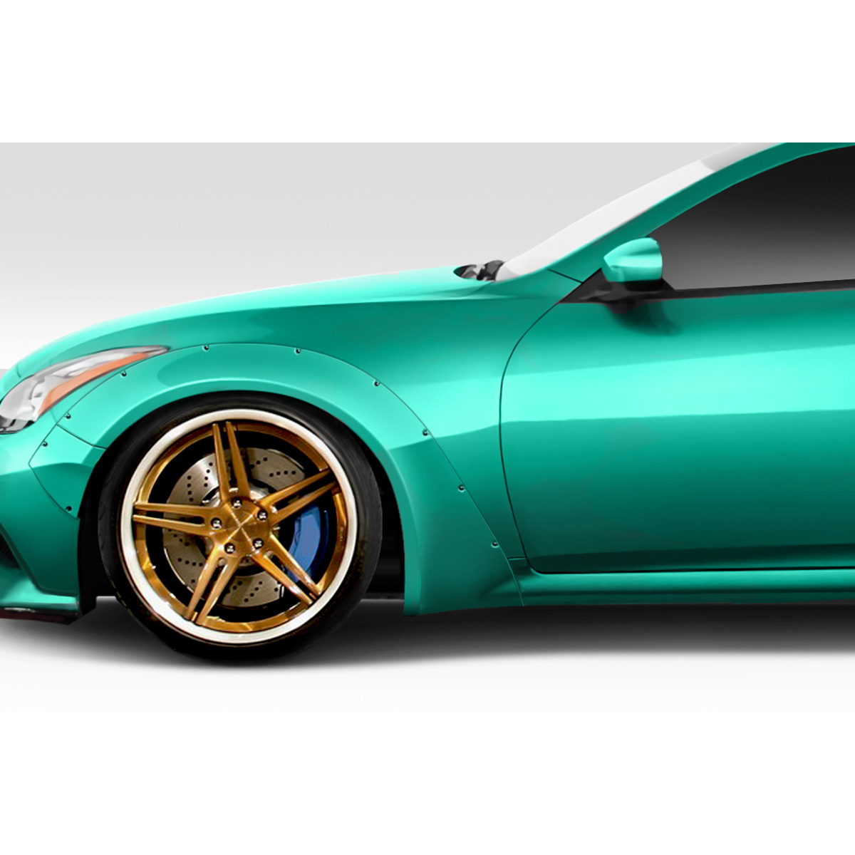 Modify your Infiniti G37 2008 with our Exterior/Complete Body Kits - Side view angle showcasing fender flares design