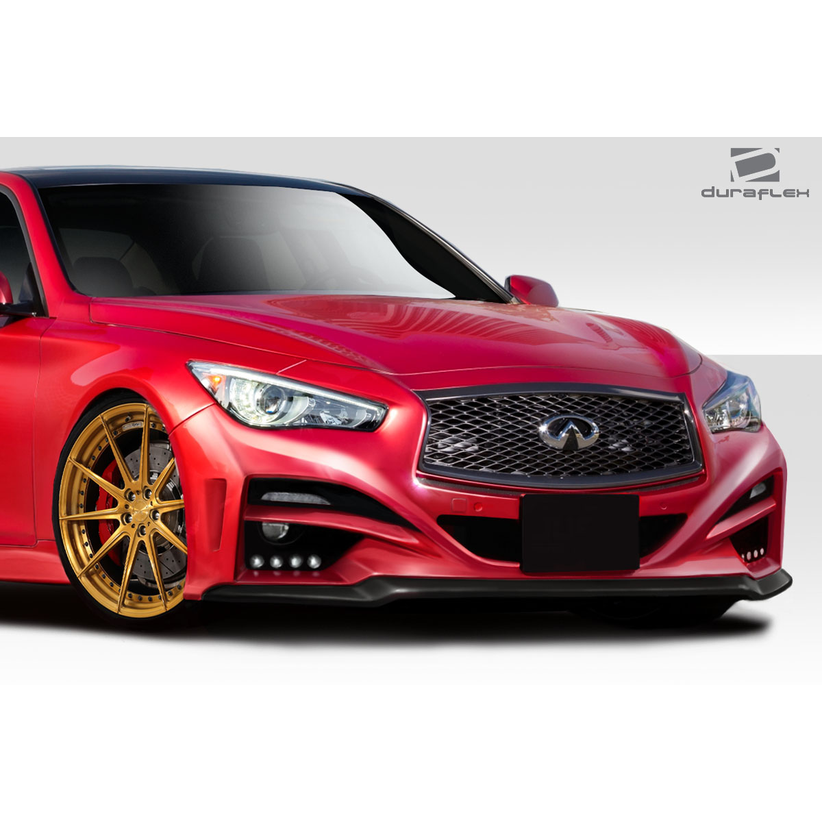 Modify your Infiniti Q50 2014 with our Exterior/Complete Body Kits - Front view of vehicle at a dynamic angle