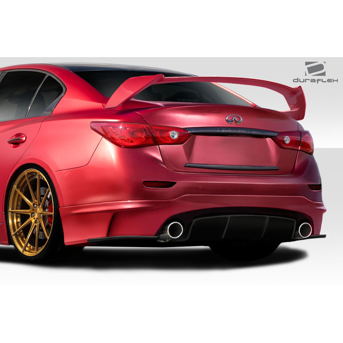 Modify your Infiniti Q50 2014 with our Exterior/Complete Body Kits - Rear angle view of the vehicle part