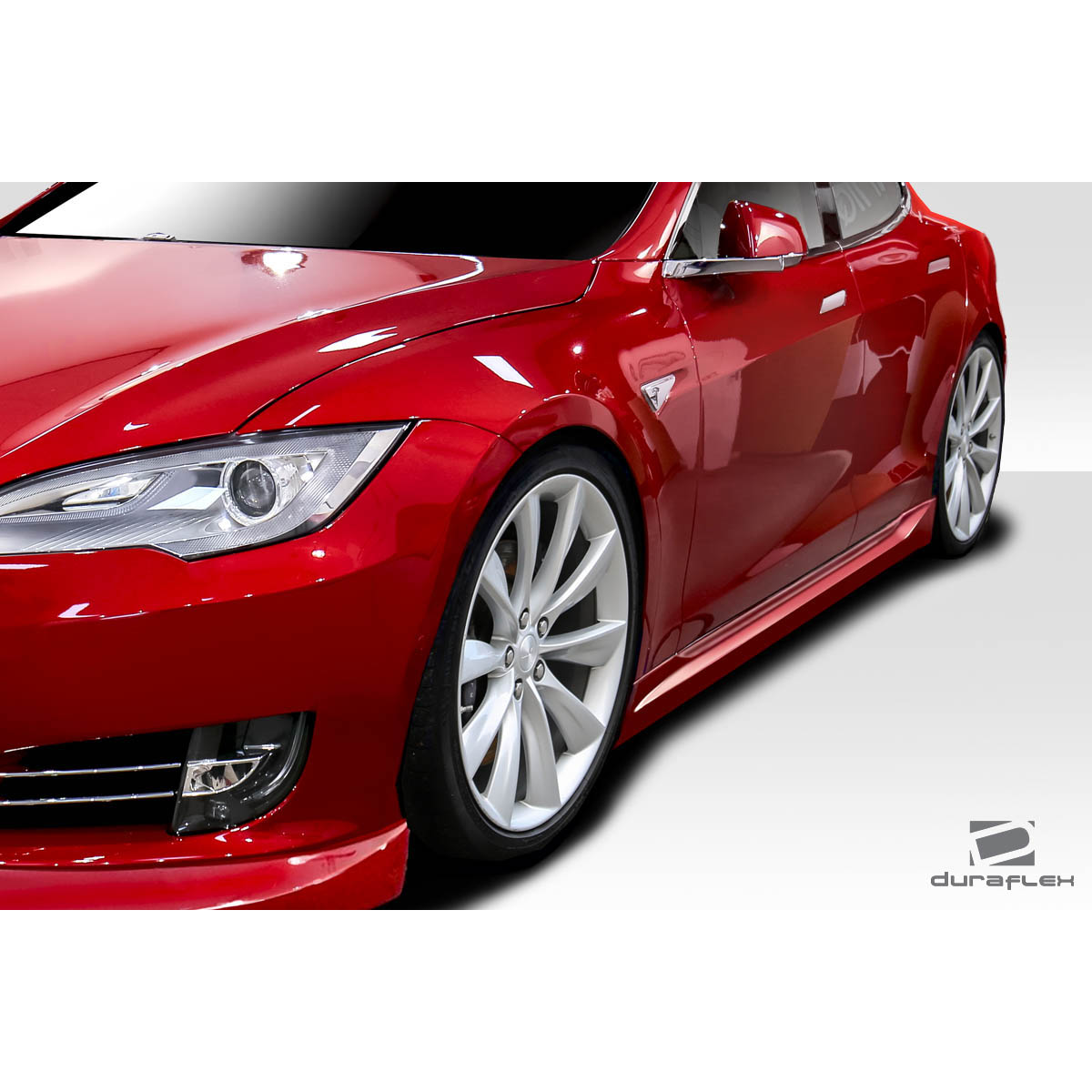 Modify your Tesla S 2012 with our Exterior/Complete Body Kits - Angled view showcasing side skirt design details