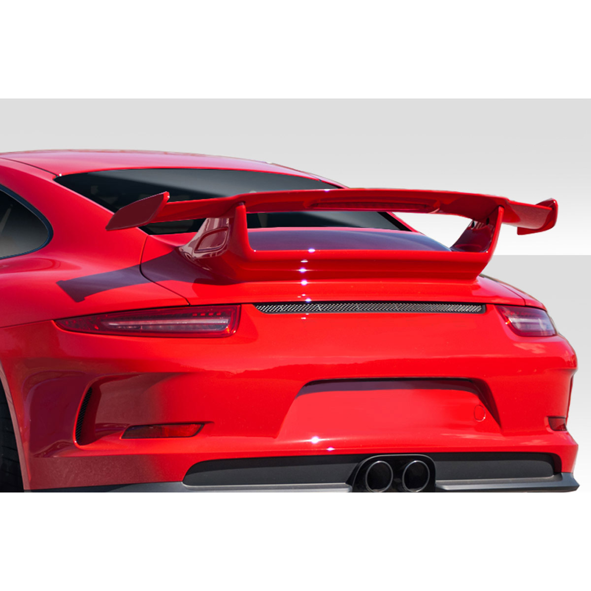 Modify your Porsche 911 2012 with our Exterior/Complete Body Kits - Rear angle view of sporty red Porsche 911