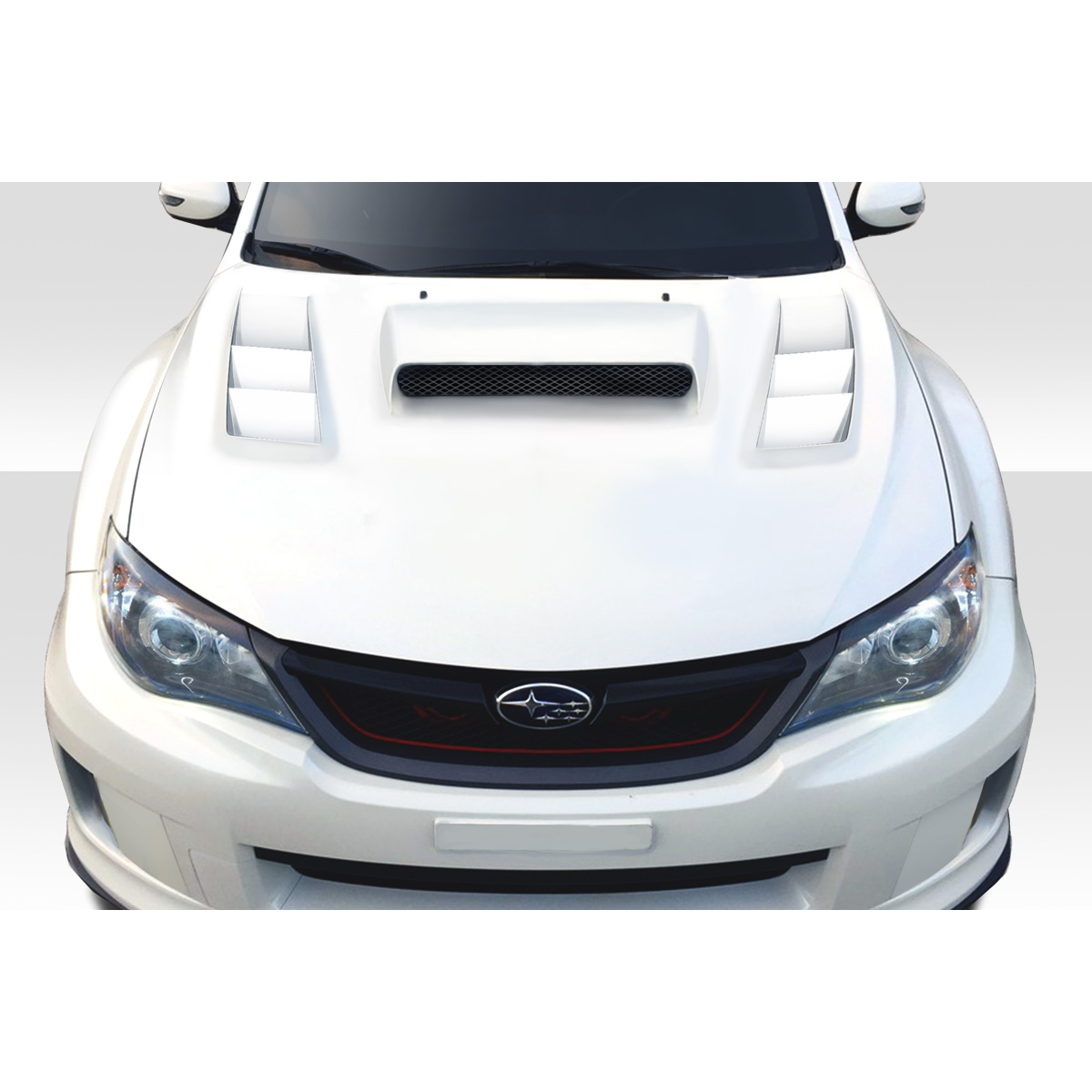 Modify your Subaru Impreza 2008 with our Exterior/Hoods - Front view of the hood at a straight angle