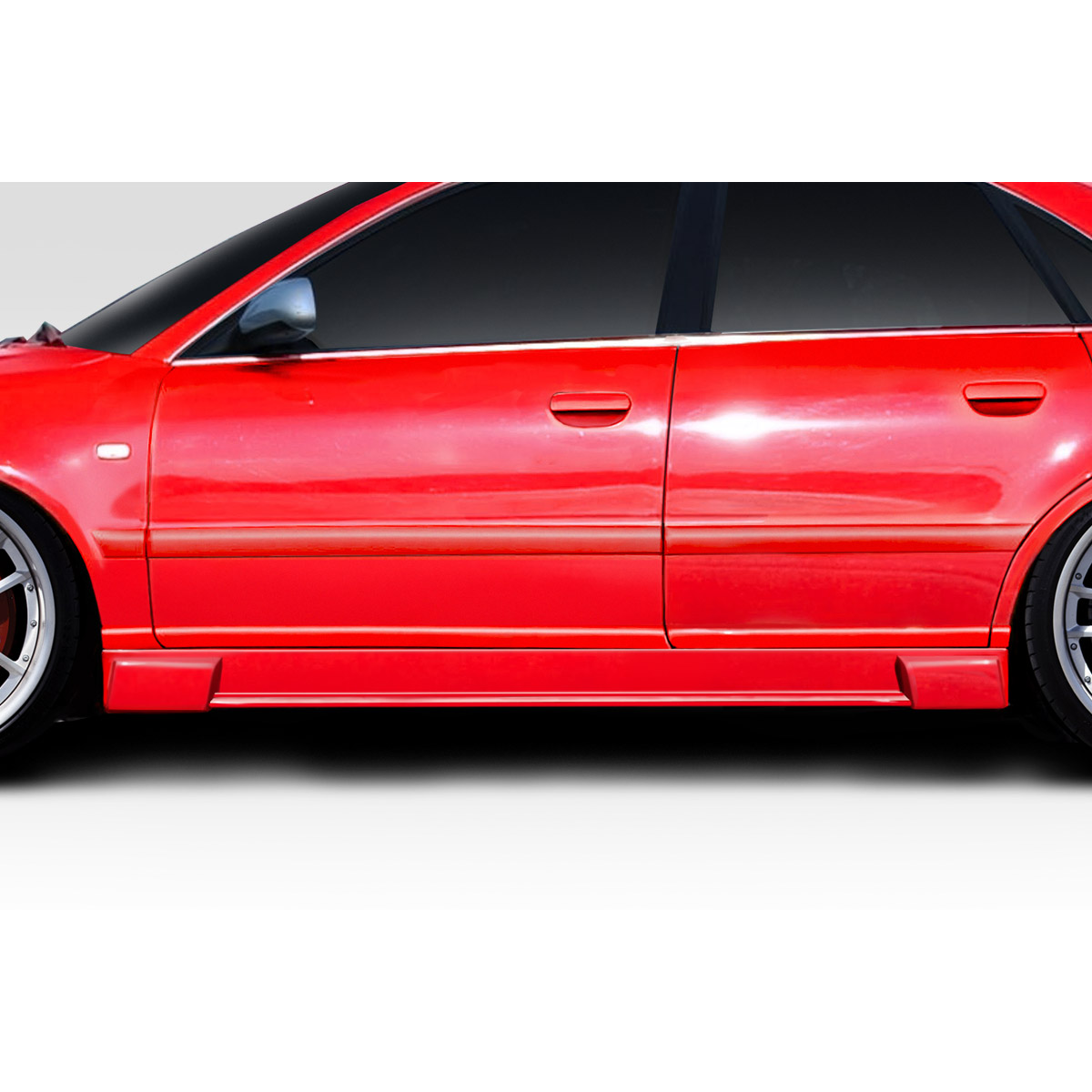 Modify your Audi A4 1996 with our Exterior/Complete Body Kits - Side view of car showcasing side skirt design