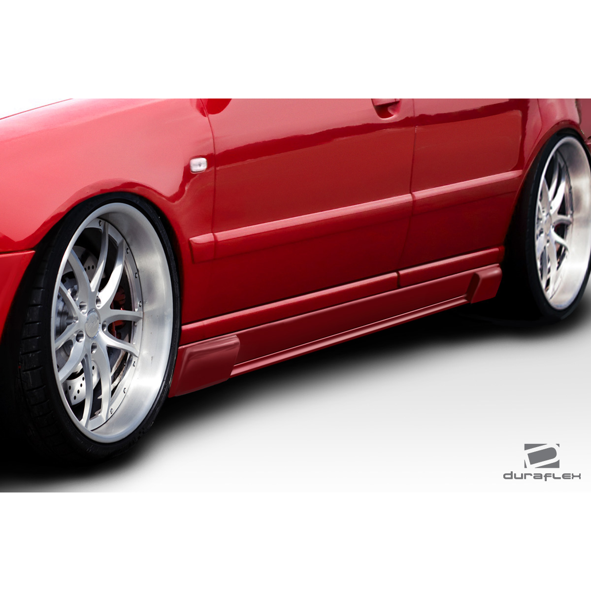 Modify your Audi A4 1996 with our Exterior/Complete Body Kits - Side view showing installed side skirts on vehicle