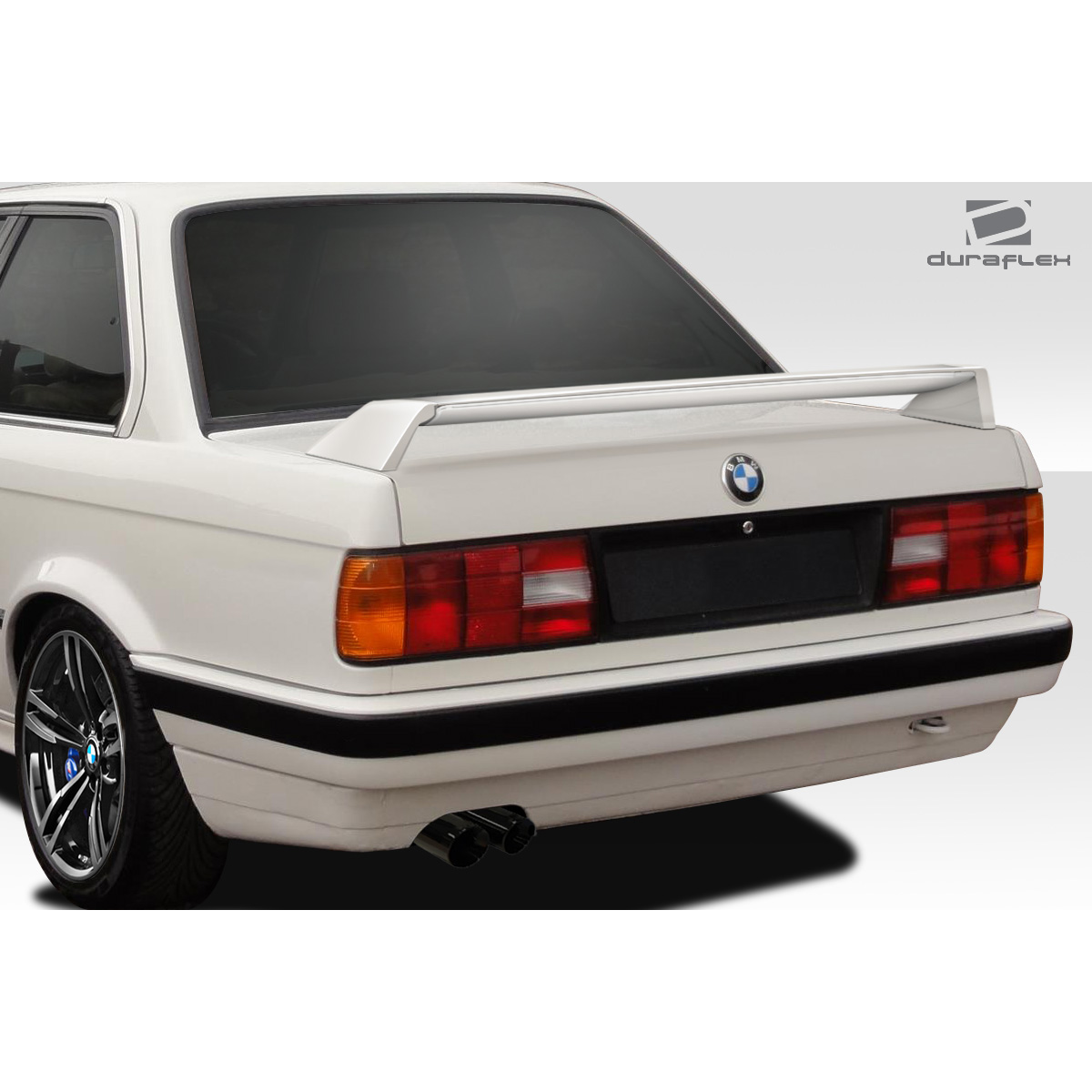 Modify your BMW 3-Series 1984 with our Exterior/Wings - Rear angle view of BMW 3 Series E30 trunk spoiler