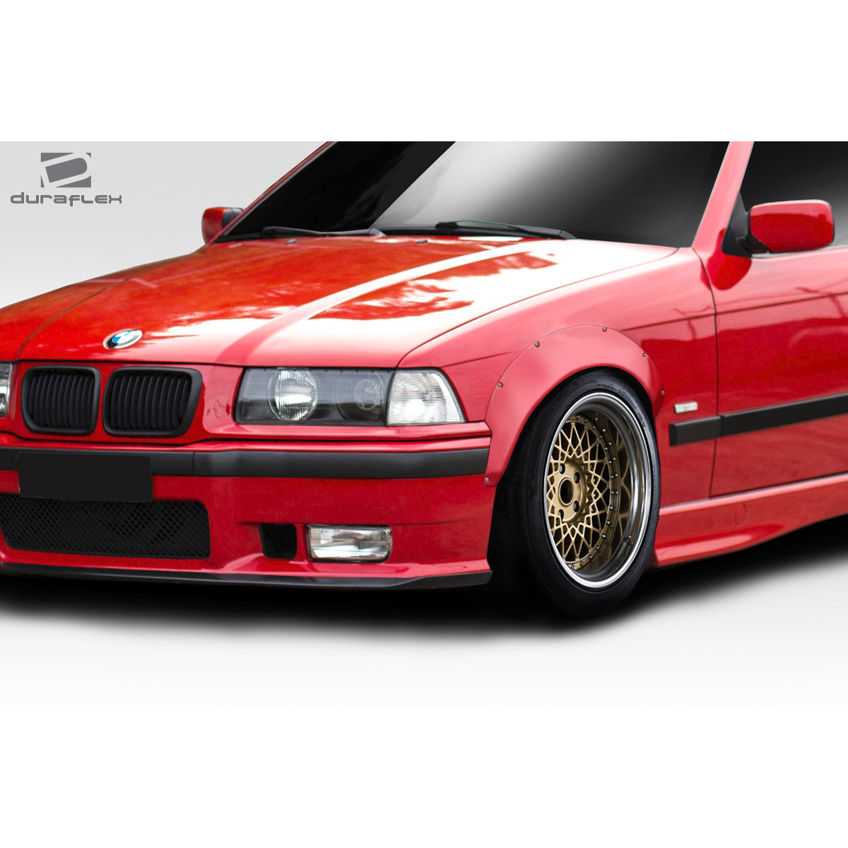 Modify your BMW 3-Series 1992 with our Exterior/Fenders - Front angle view of vehicle showing fender flares