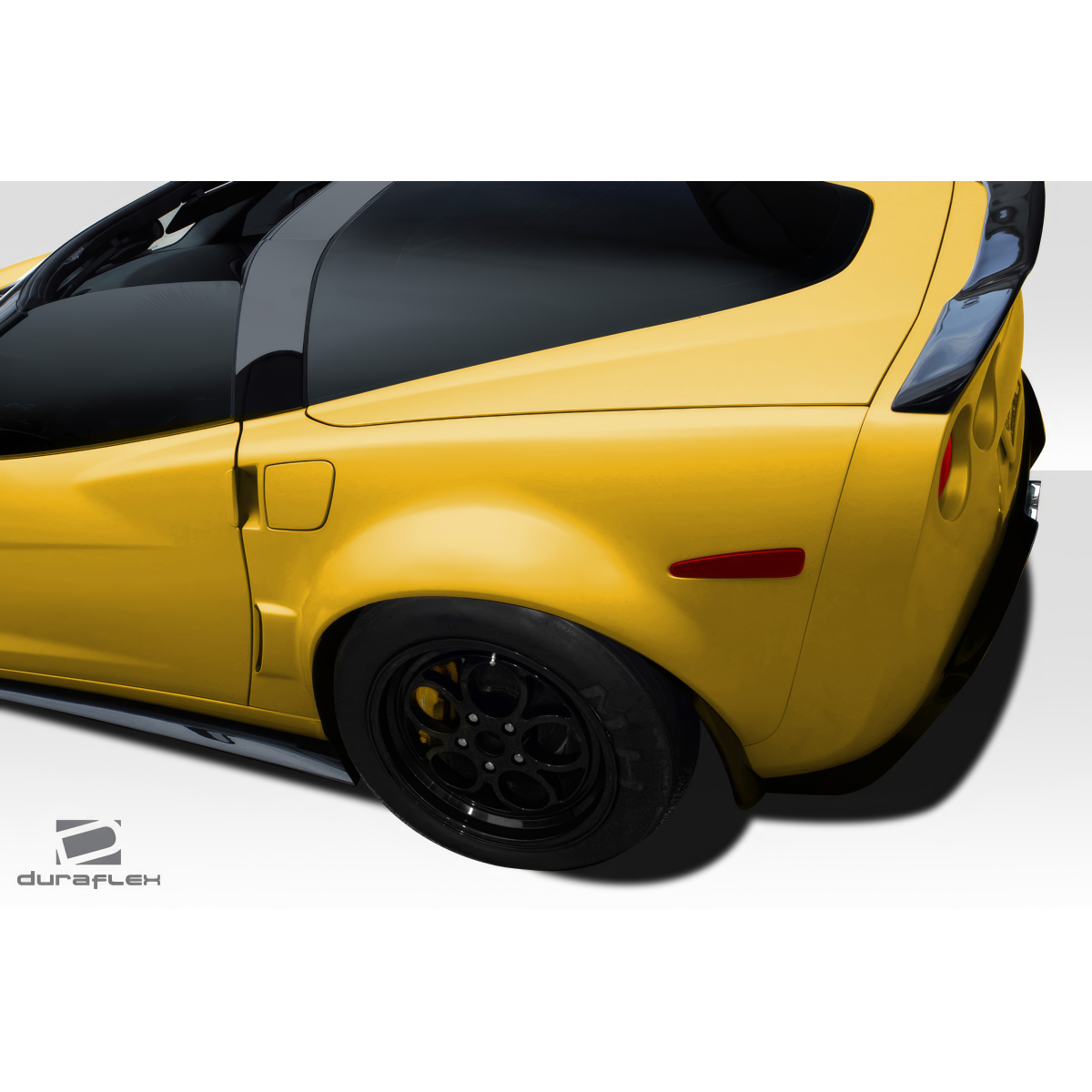 Modify your Chevrolet Corvette 2005 with our Exterior/Fenders - Rear angle of the yellow Chevrolet Corvette