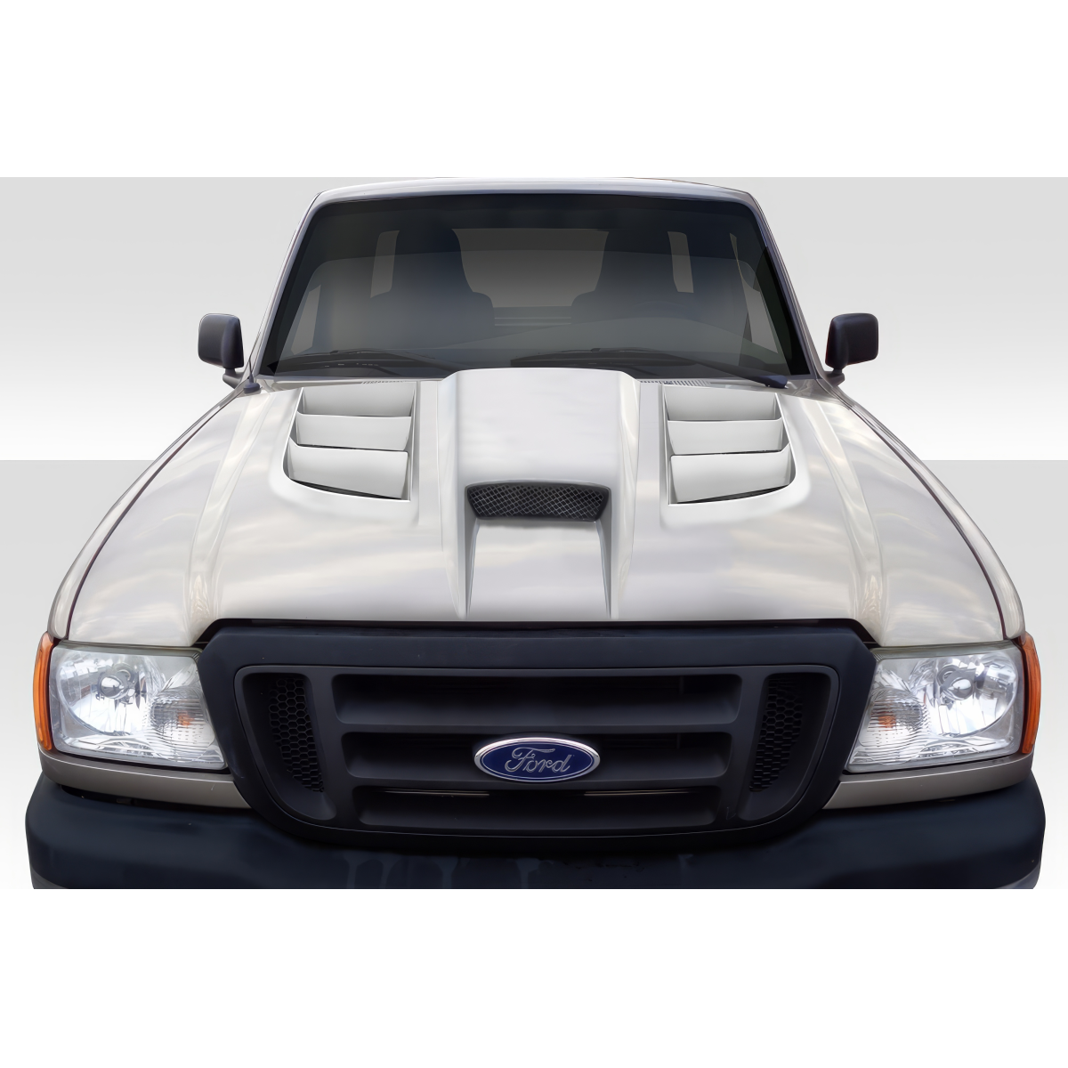 Modify your Ford Ranger 2004 with our Exterior/Hoods - Front view straight on slight downward angle