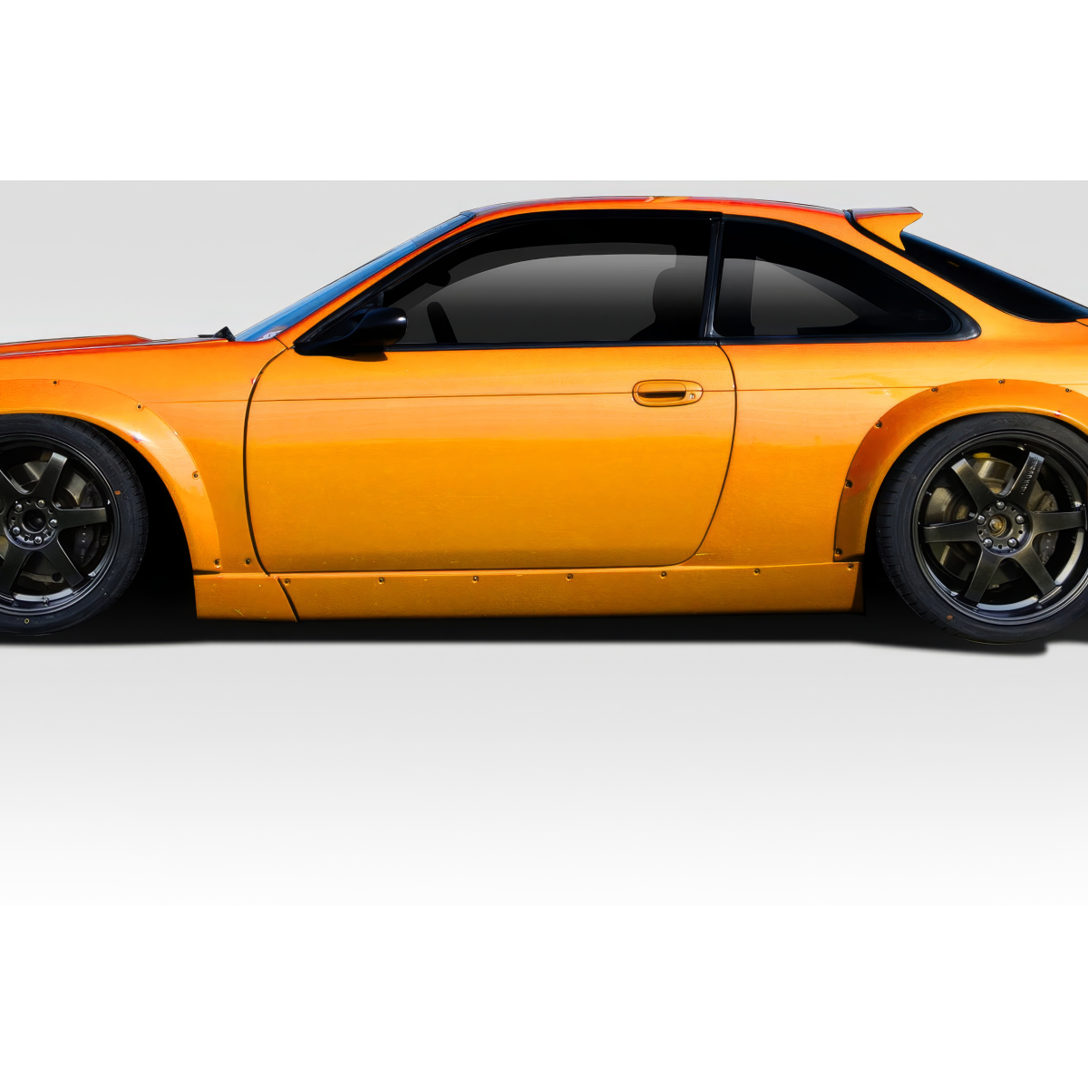 Modify your Nissan 240SX 1995 with our Exterior/Side Skirts - Side view showing wheel and side skirt design